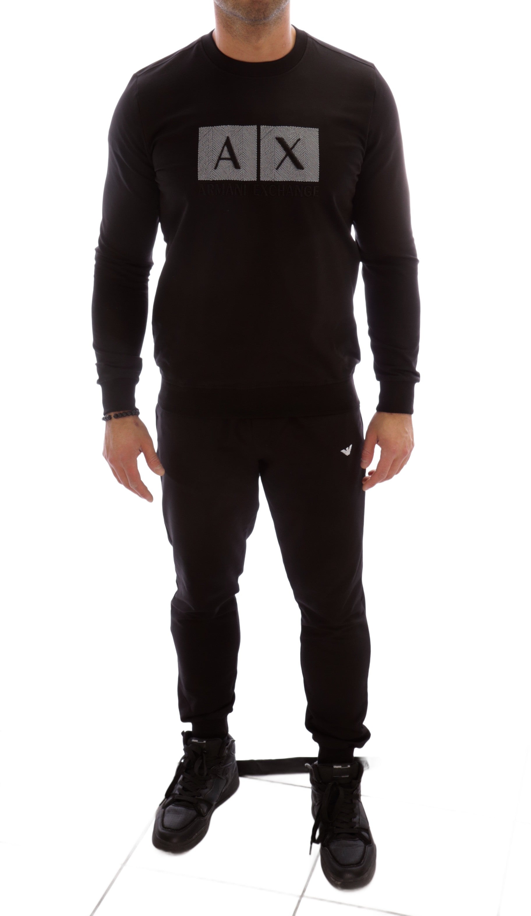 ARMANI EXCHANGE SLIM BLACK TRACKSUIT SET