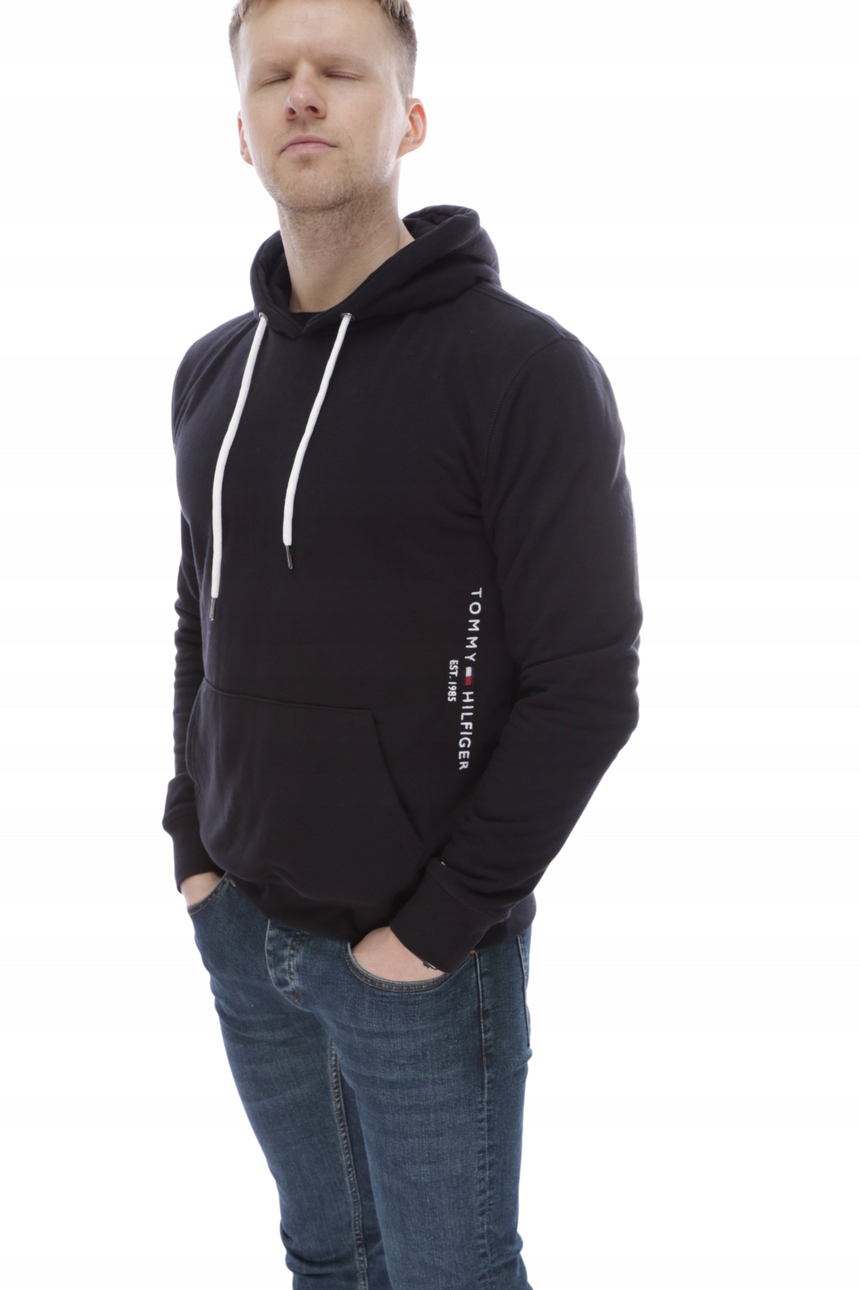 TOMMY HILFIGER HOODIE BLACK LOGO SLIM