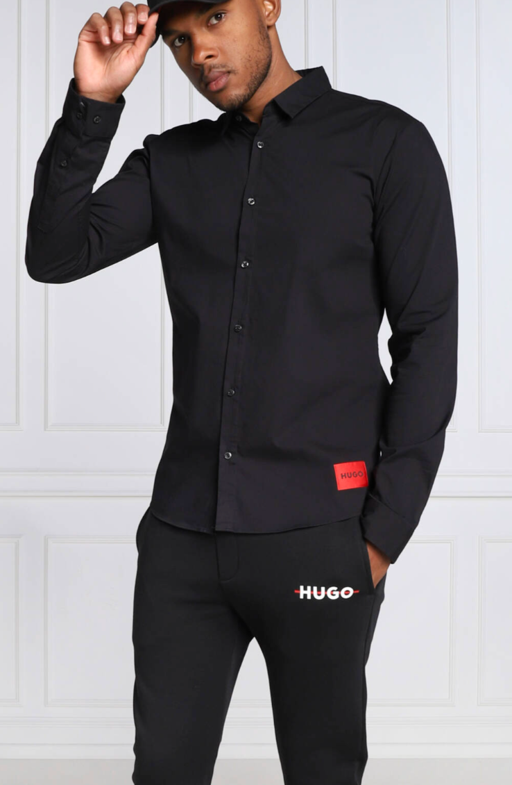 HUGO BOSS SLIM FIT LYCRA NAVY SHIRT
