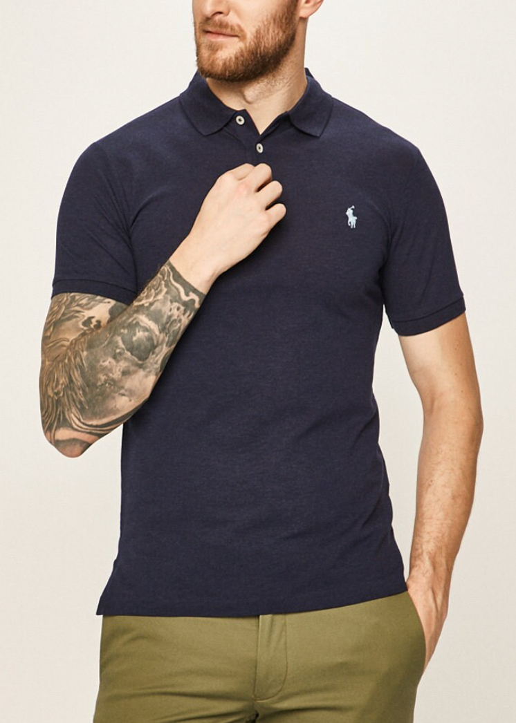 RALPH LAUREN NAVY POLO SHIRT LYCRA SLIM STRETCH MESH