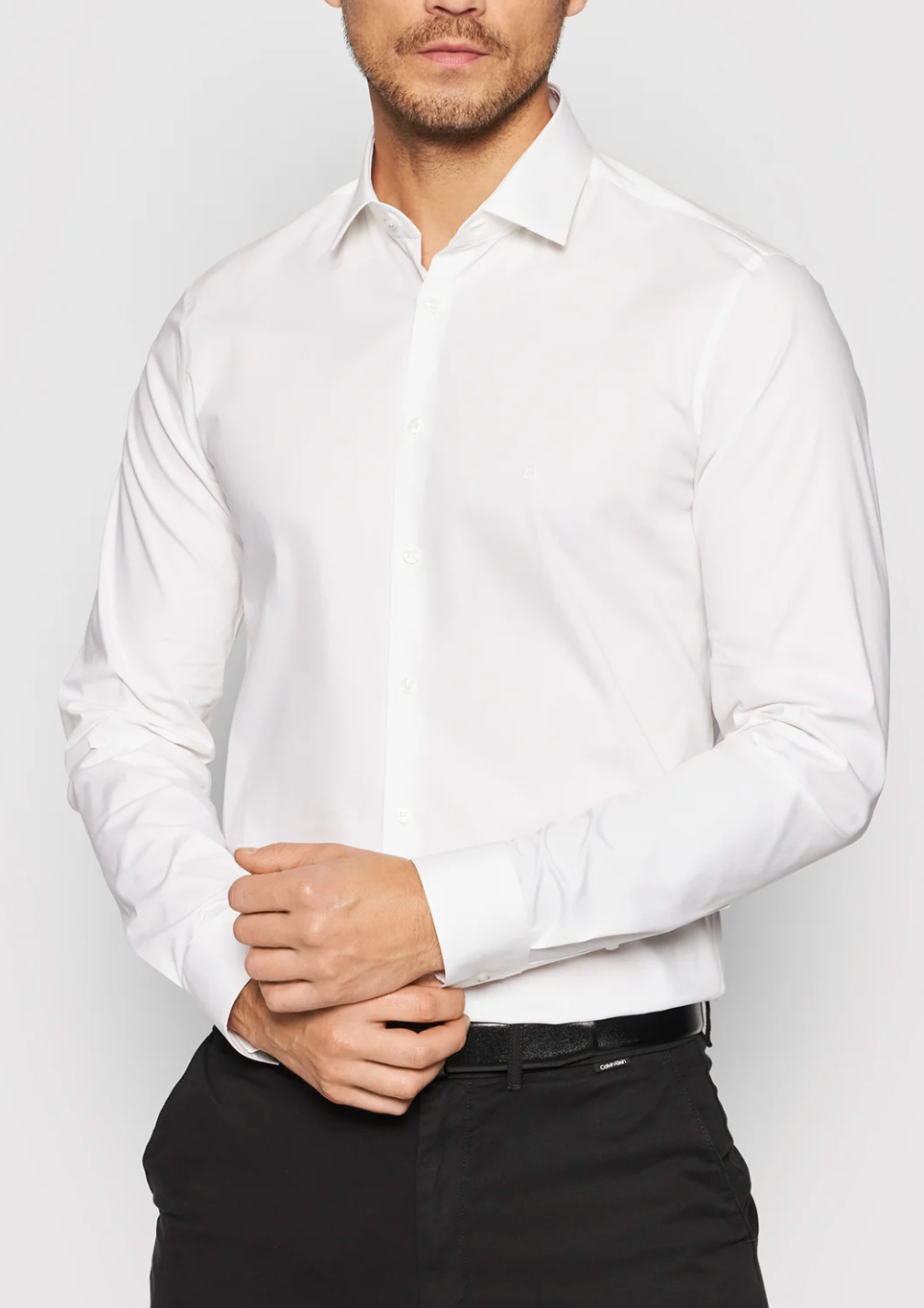 CALVIN KLEIN SLIM FIT LYCRA STRETCH SHIRT WHITE