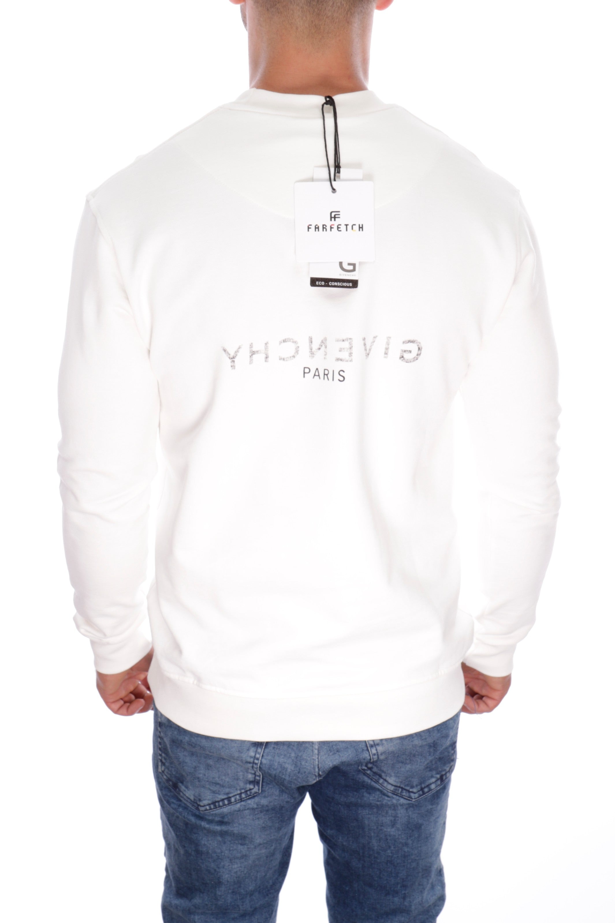 GIVENCHY PARIS REVERSE LOGO CREWNECK SWEATER WHITE