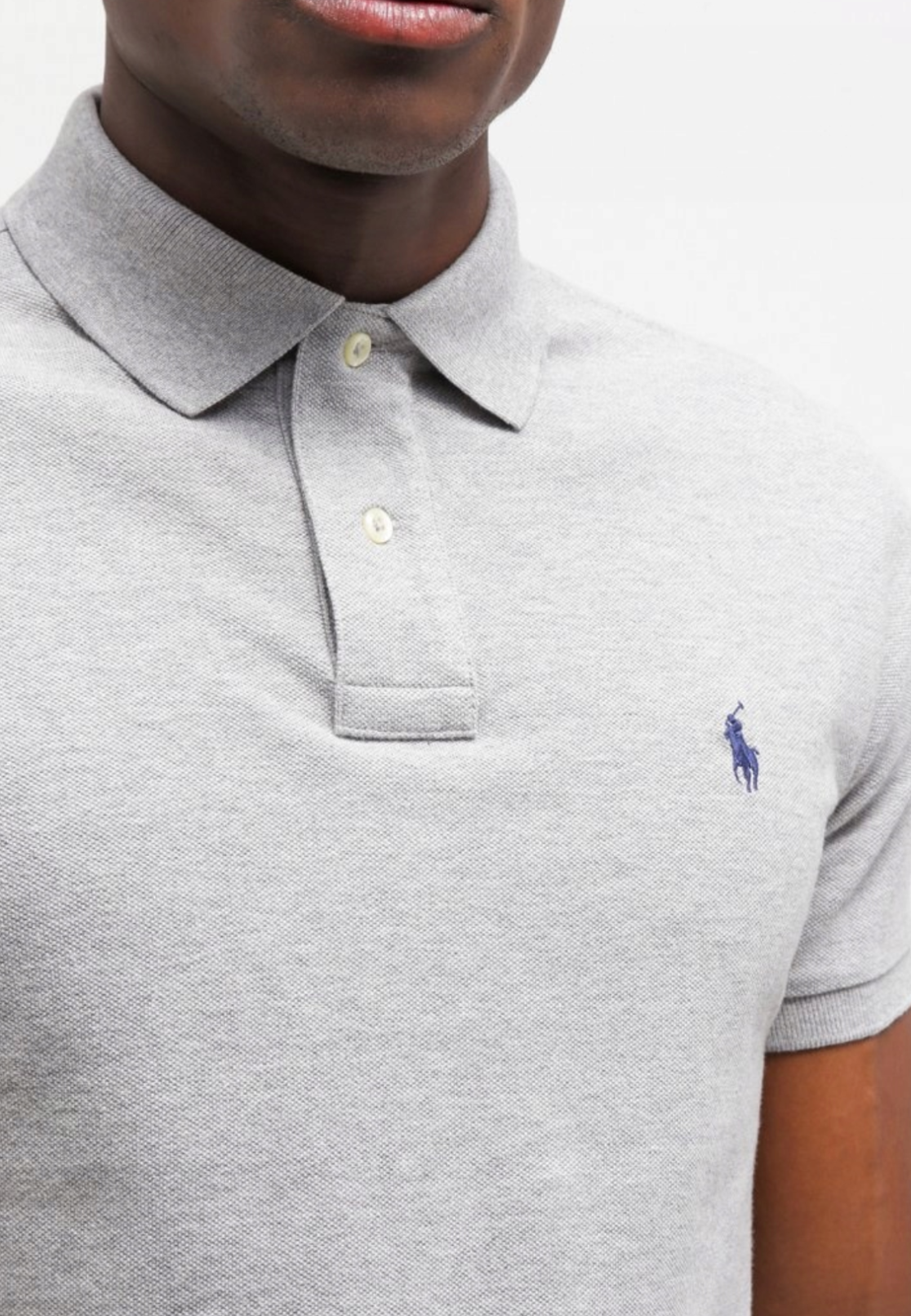 KOSZULKA POLO RALPH LAUREN  SZARA POLÓWKA LYCRA SLIM STRETCH MESH