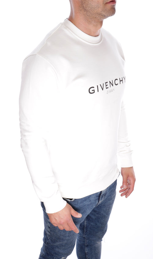 GIVENCHY PARIS REVERSE LOGO CREWNECK SWEATER WHITE