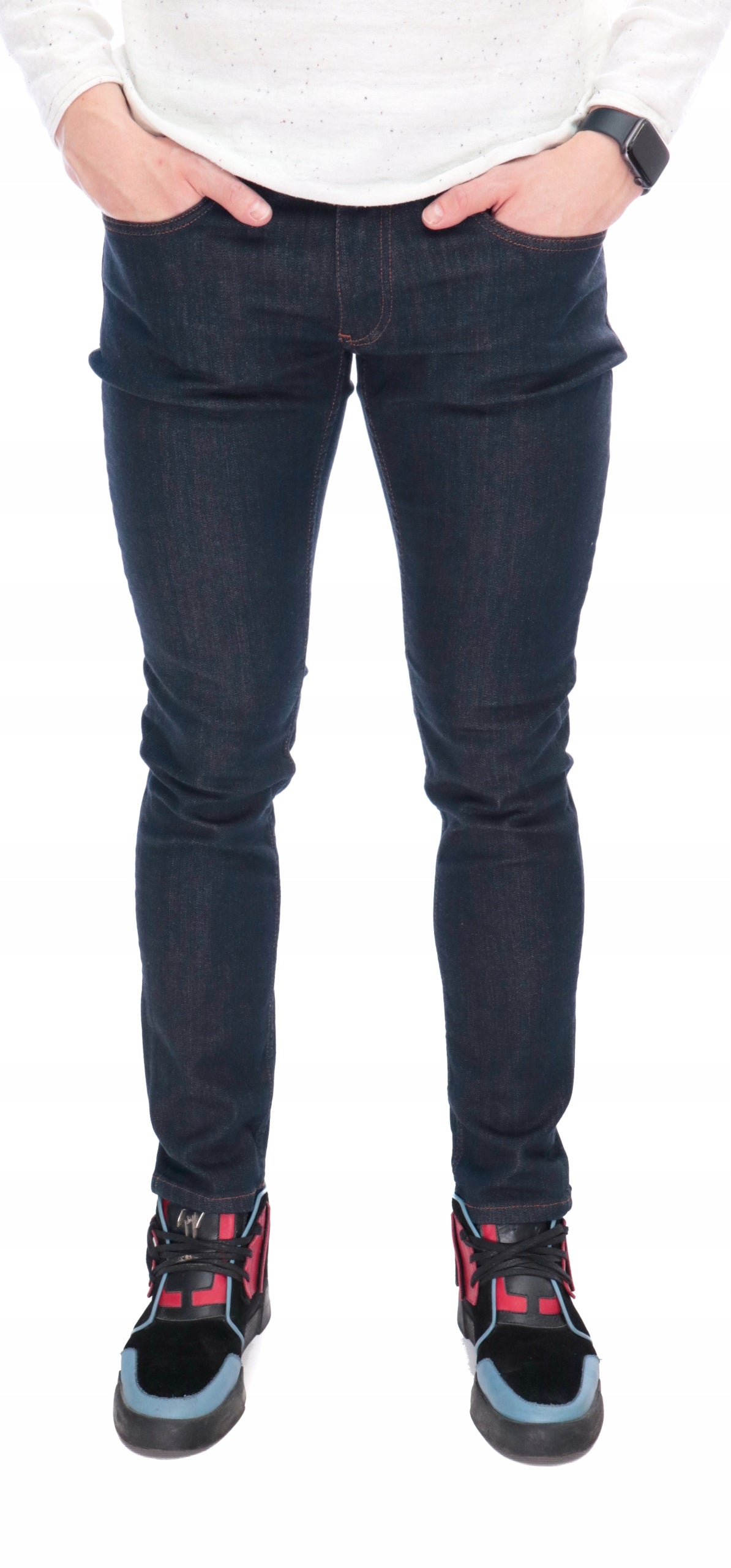 VERSACE TAYLOR SLIM FIT LOGO DARK DENIM JEANS