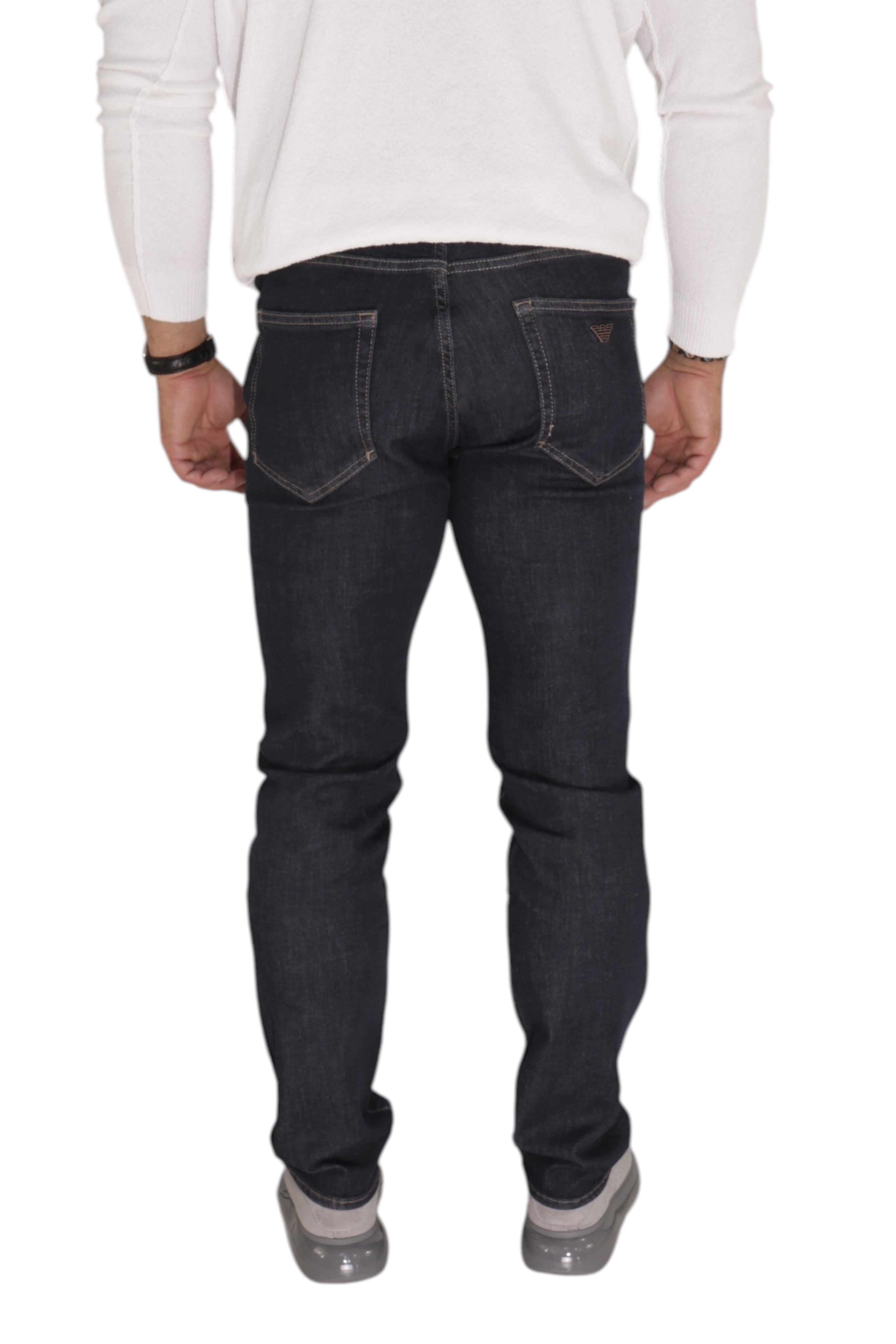 EMPORIO ARMANI STRAIGHT REGULAR FIT STRETCH DARK DENIM JEANS