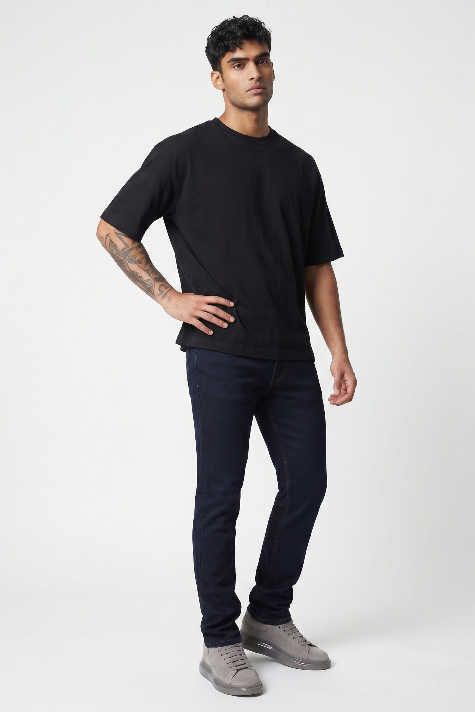 EMPORIO ARMANI REGULAR FIT ELASTANE NAVY CLASSIC TROUSERS