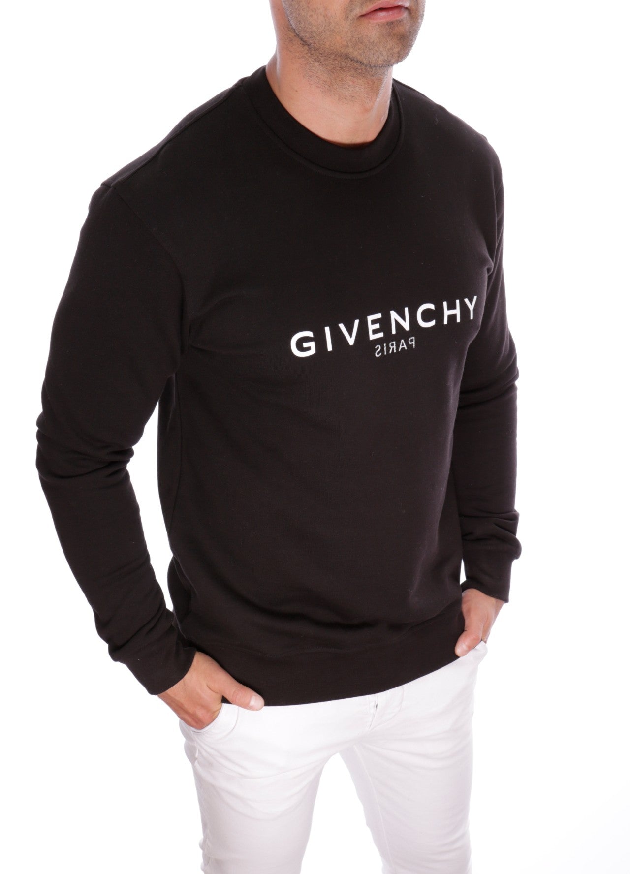 GIVENCHY PARIS REVERSE LOGO CREWNECK BLACK XXL