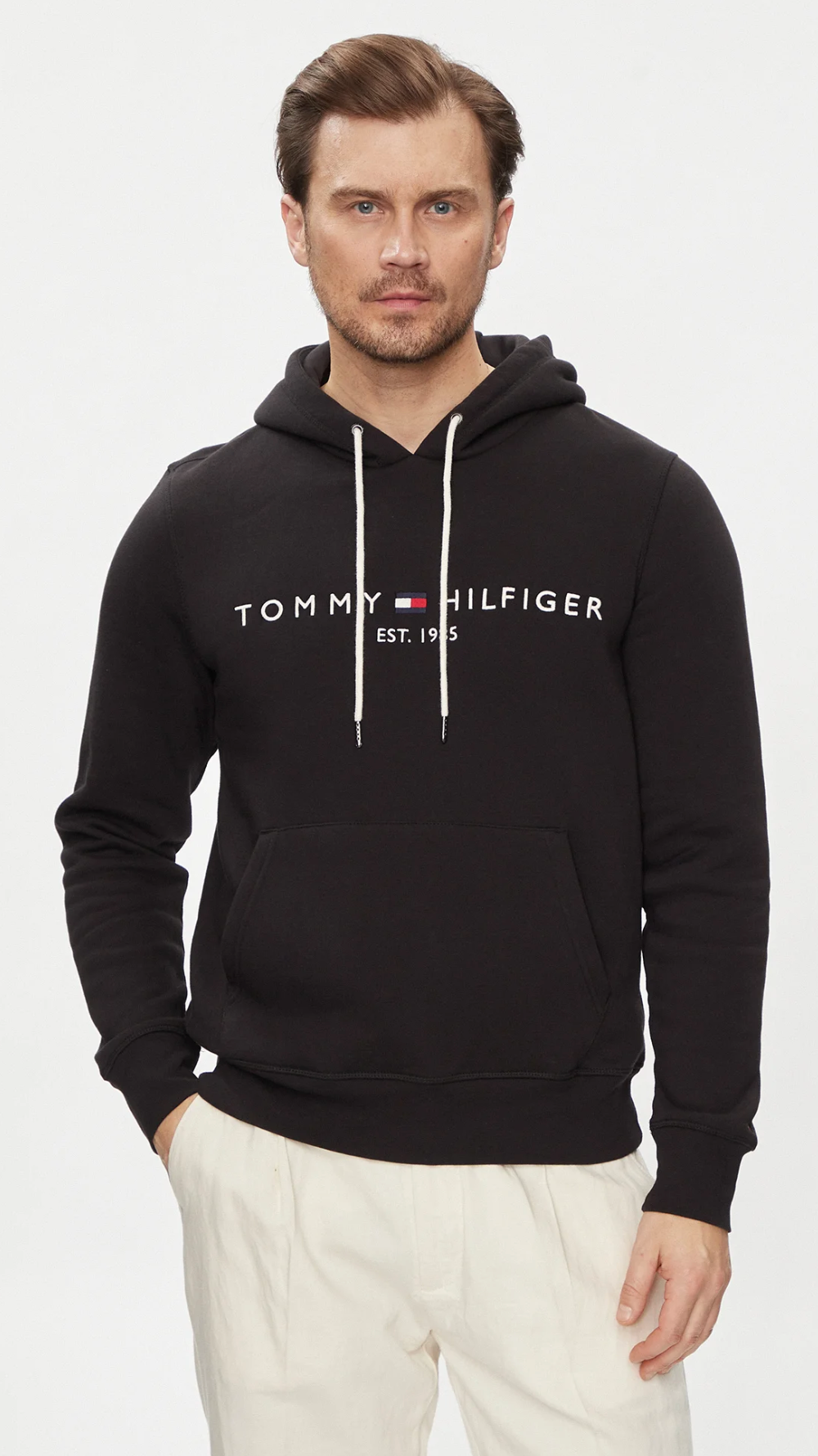 TOMMY HILFIGER JET BLACK ORIGINAL BLACK HOODIE SIZE M