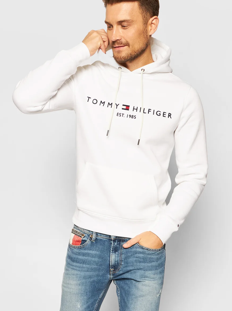 TOMMY HILFIGER BRIGHT WHITE ORIGINAL WHITE HOODIE