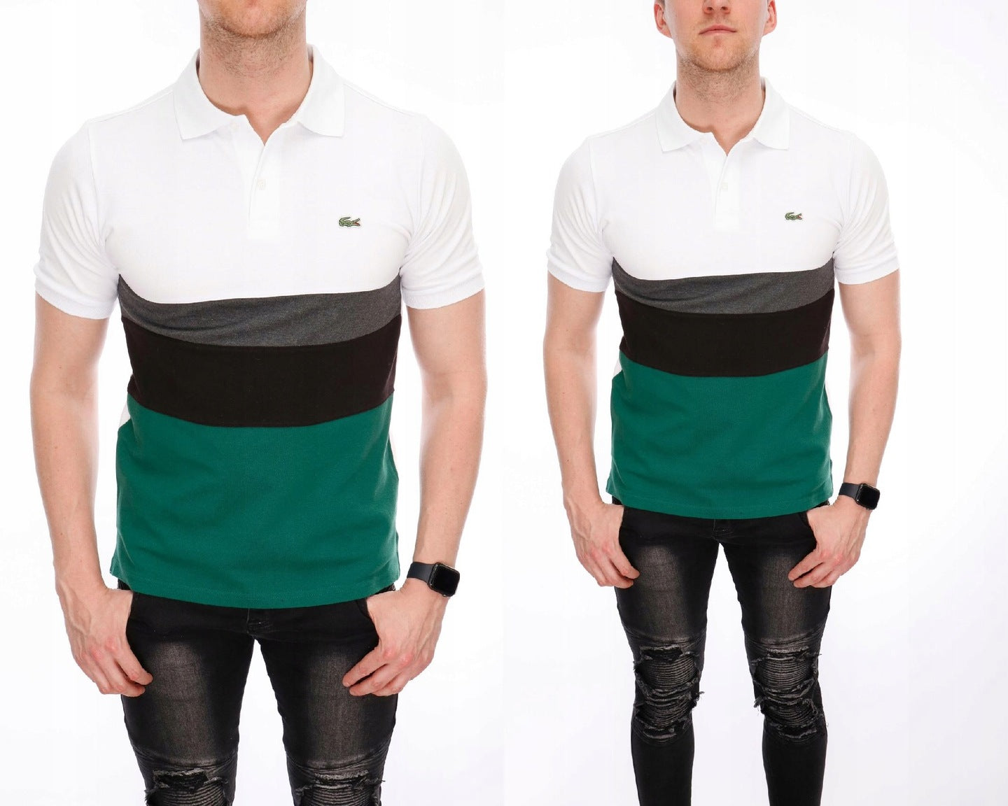 LACOSTE MULTICOLOR LOGO POLO SHIRT S