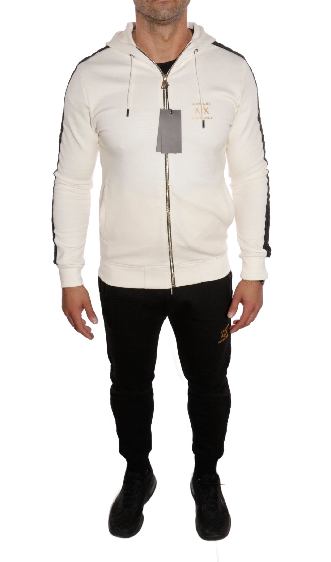 ARMANI EXCHANGE SLIM SWEATSUIT BLACK AND WHITE