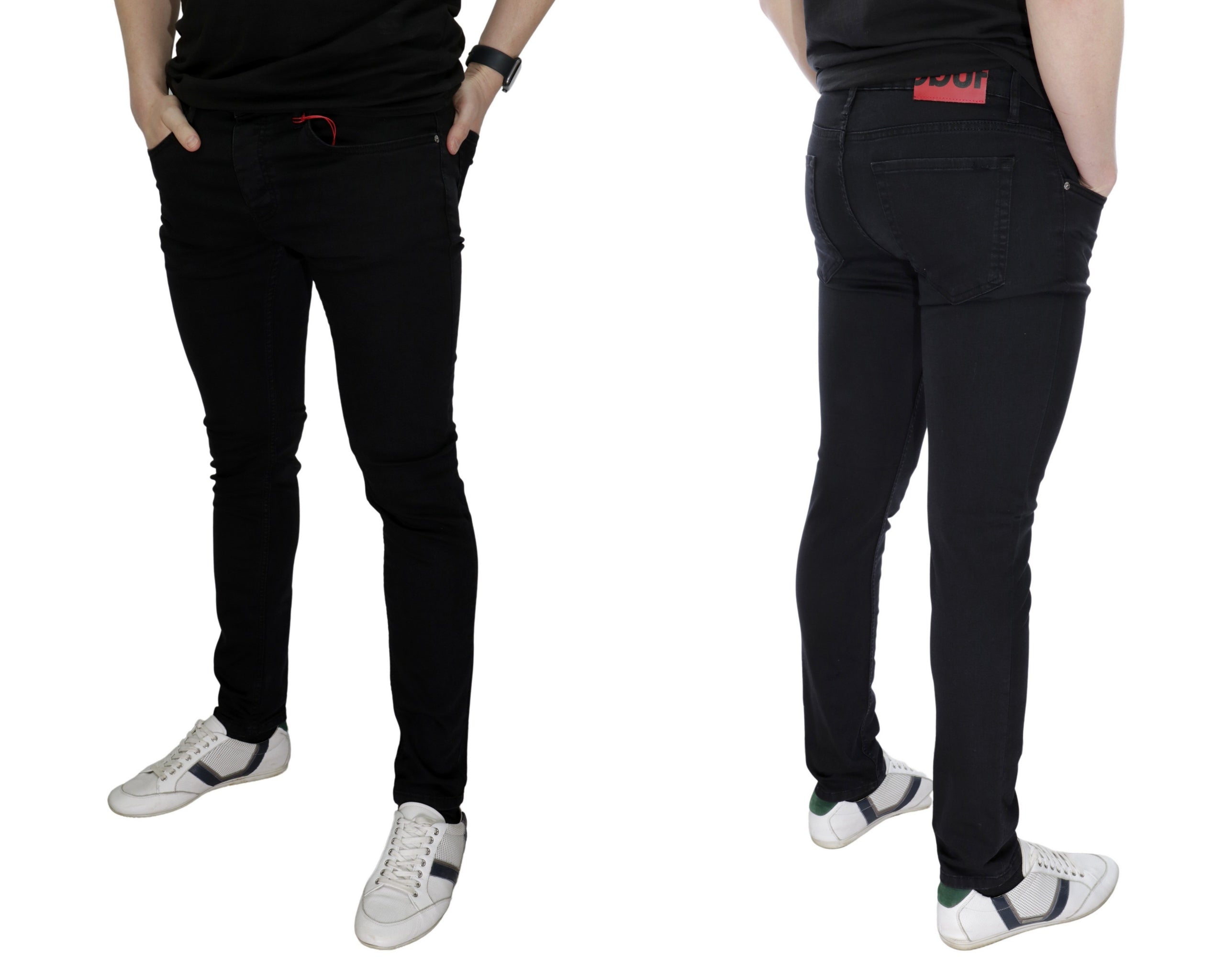 HUGO BOSS SLIM FIT BLACK LYCRA TROUSERS