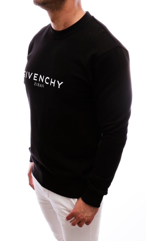 GIVENCHY PARIS REVERSE LOGO CREWNECK BLACK XXL