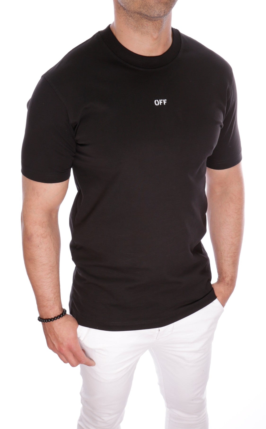 T-SHIRT OFF WHITE BIG LOGO SLIM BLACK