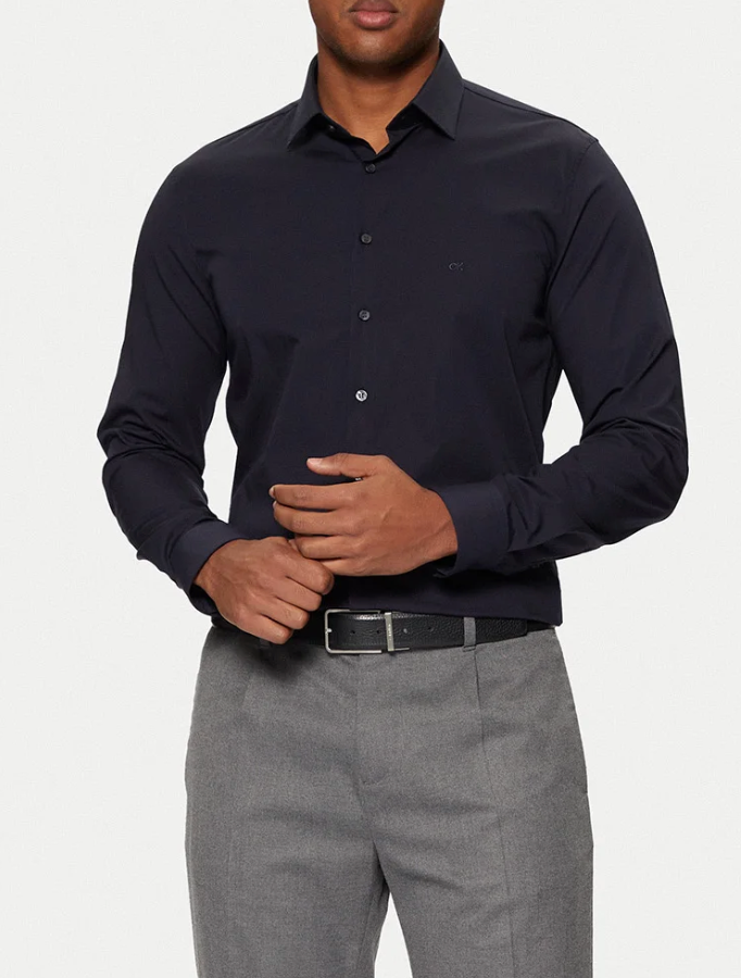 CALVIN KLEIN SLIM FIT LYCRA STRETCH NAVY SHIRT