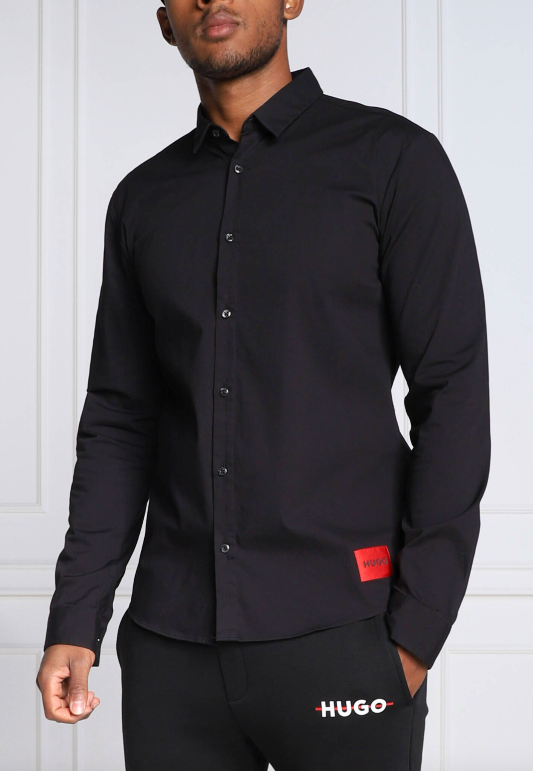 HUGO BOSS SLIM FIT LYCRA NAVY SHIRT
