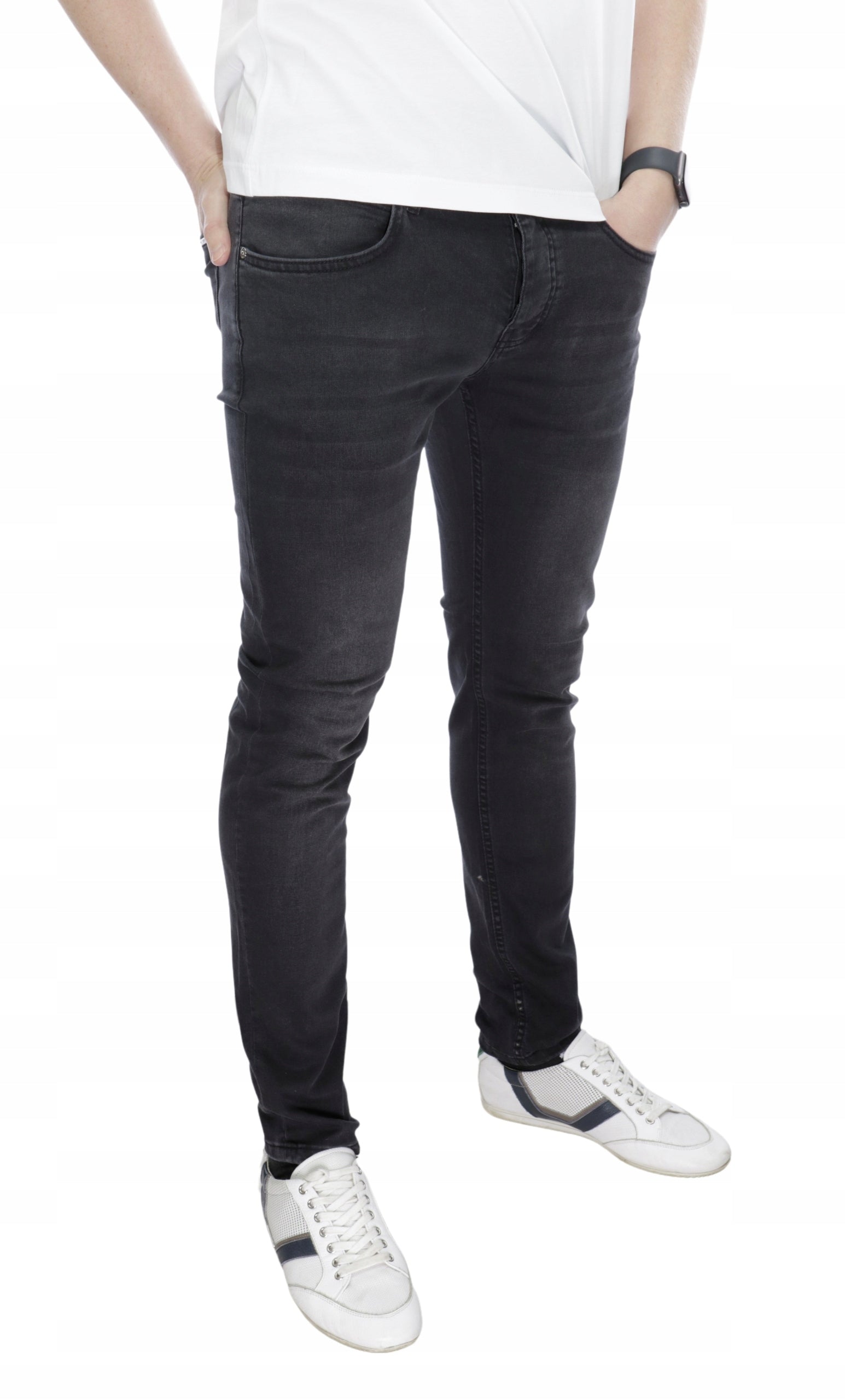 HUGO BOSS SLIM FIT GREY LYCRA TROUSERS