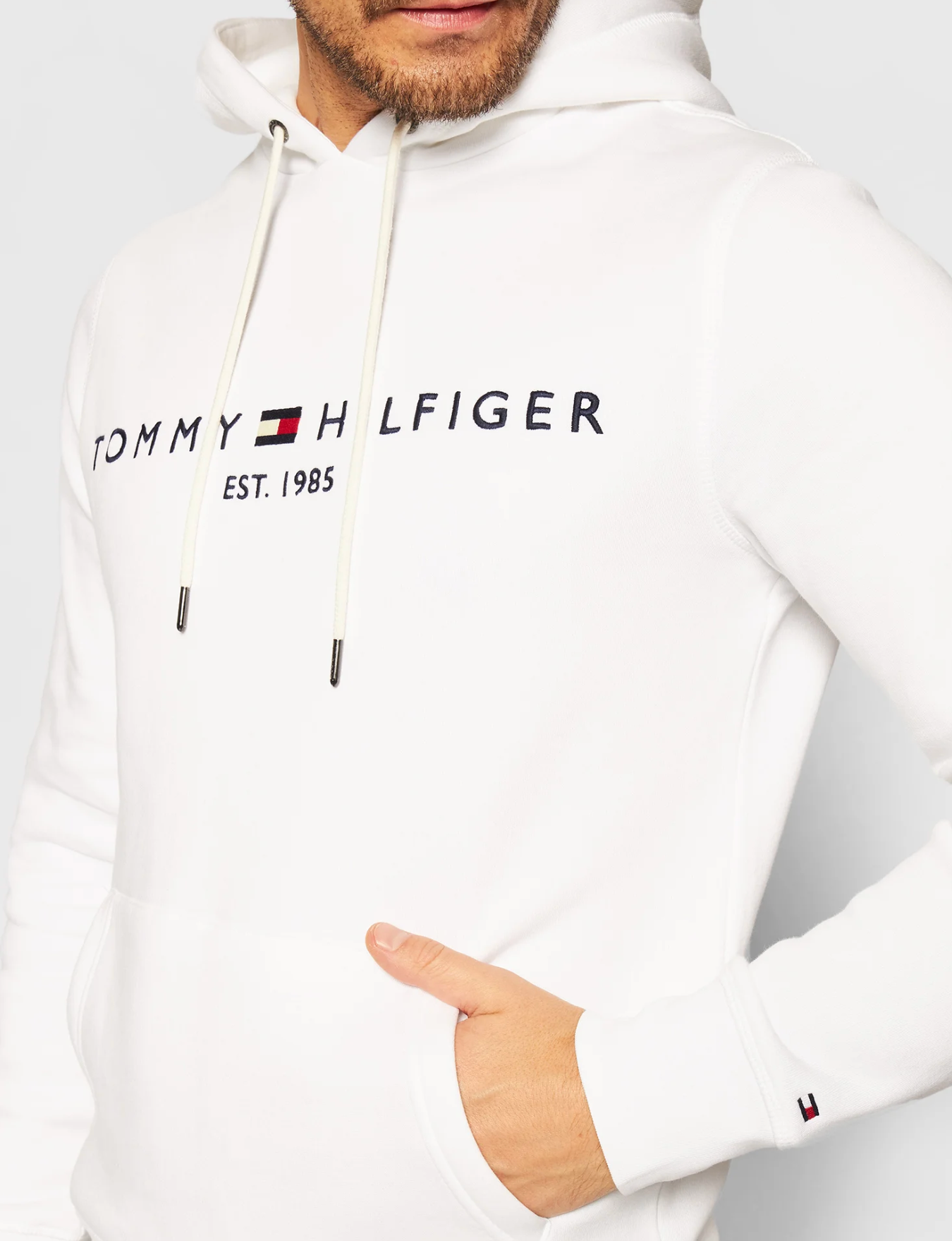 TOMMY HILFIGER BRIGHT WHITE ORIGINAL WHITE HOODIE