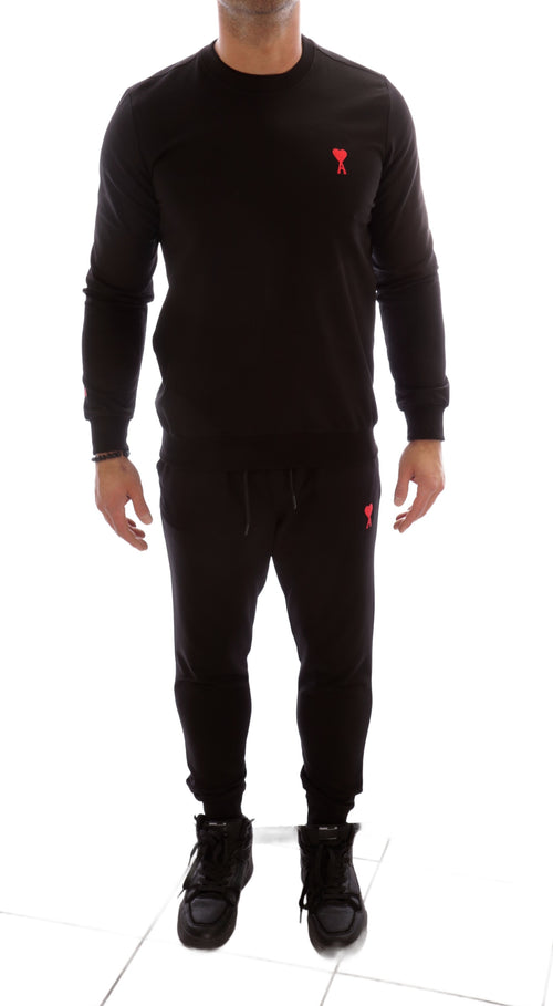 AMI PARIS SLIM BLACK TRACKSUIT SET
