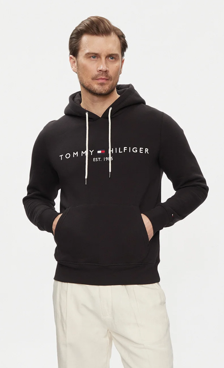 TOMMY HILFIGER JET BLACK ORIGINAL BLACK HOODIE SIZE M