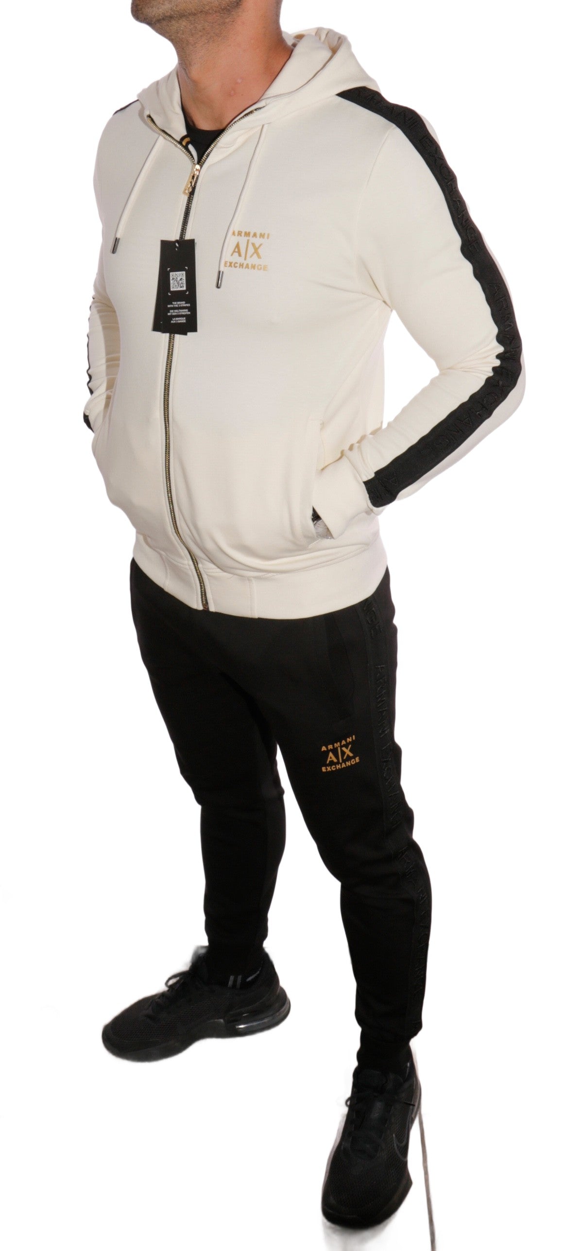 ARMANI EXCHANGE SLIM SWEATSUIT BLACK AND WHITE