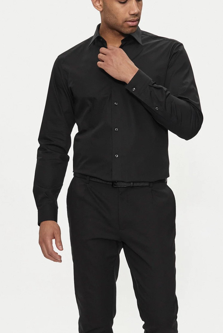 HUGO BOSS SLIM FIT LYCRA SHIRT BLACK