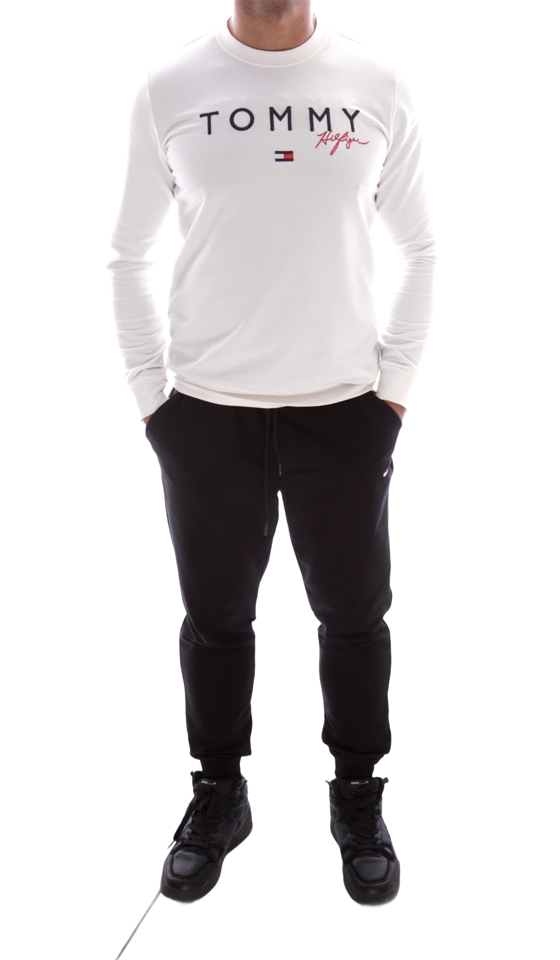 TOMMY HILFIGER COMPLETE TRACKSUIT BLACK WHITE