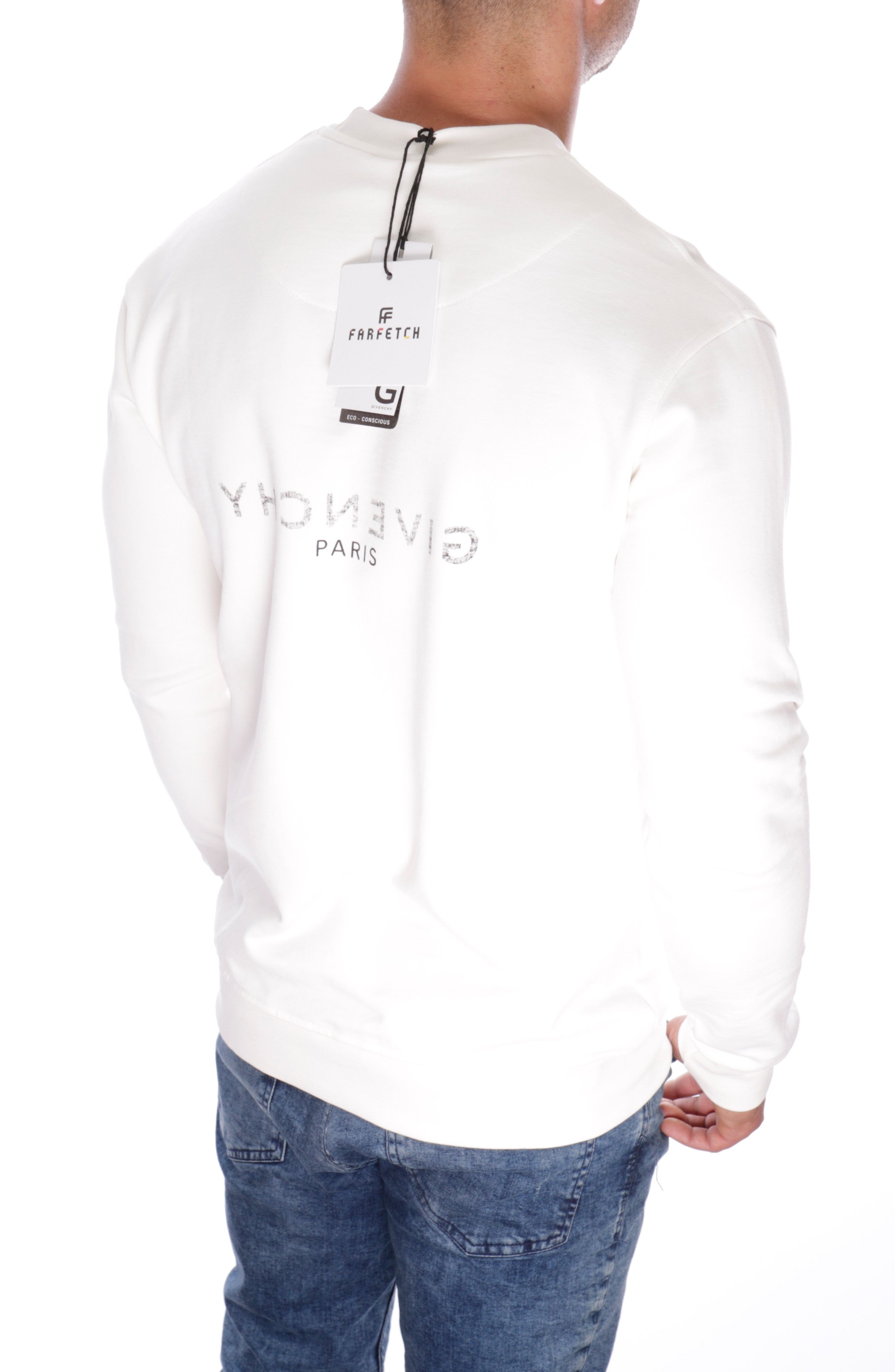 GIVENCHY PARIS REVERSE LOGO CREWNECK SWEATER WHITE