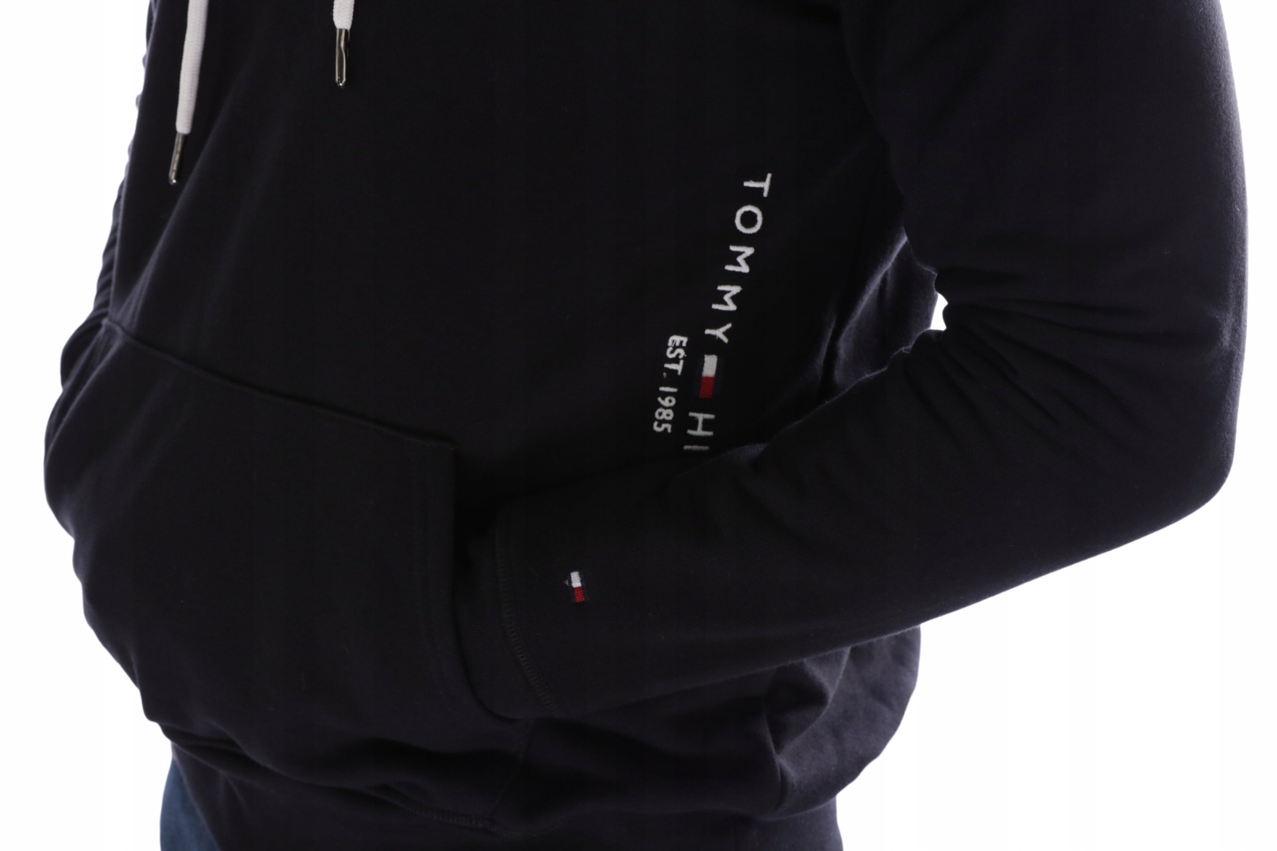 TOMMY HILFIGER HOODIE BLACK LOGO SLIM