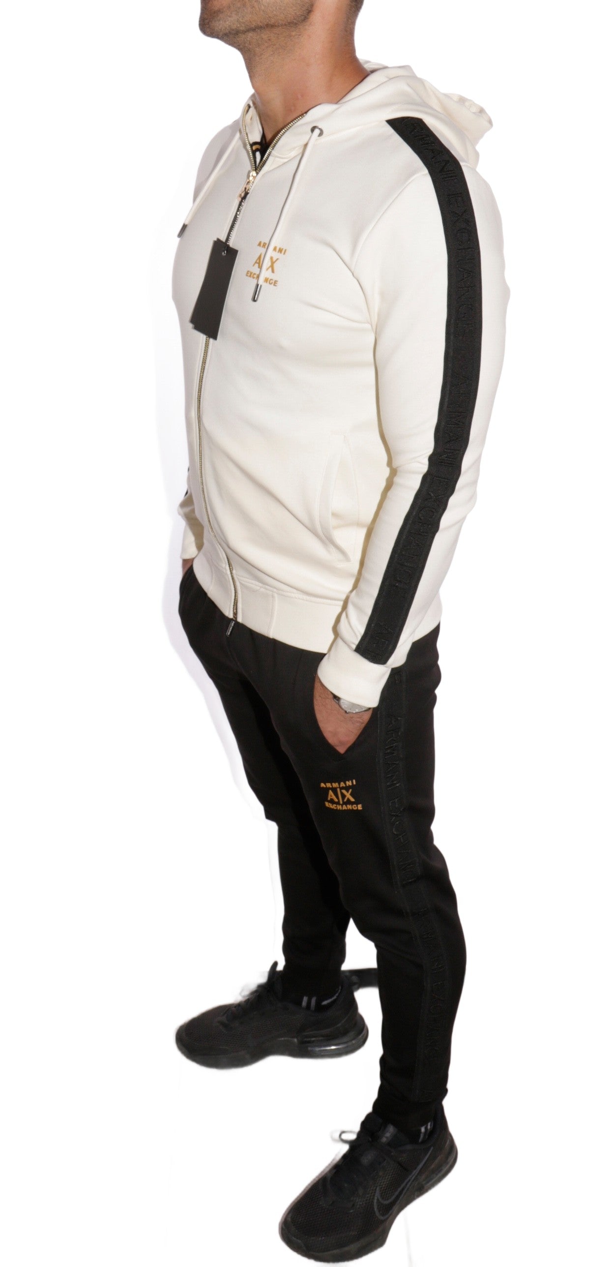 ARMANI EXCHANGE SLIM SWEATSUIT BLACK AND WHITE