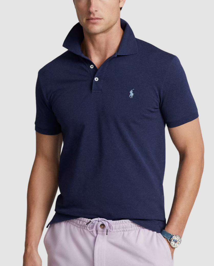 RALPH LAUREN NAVY POLO SHIRT LYCRA SLIM STRETCH MESH