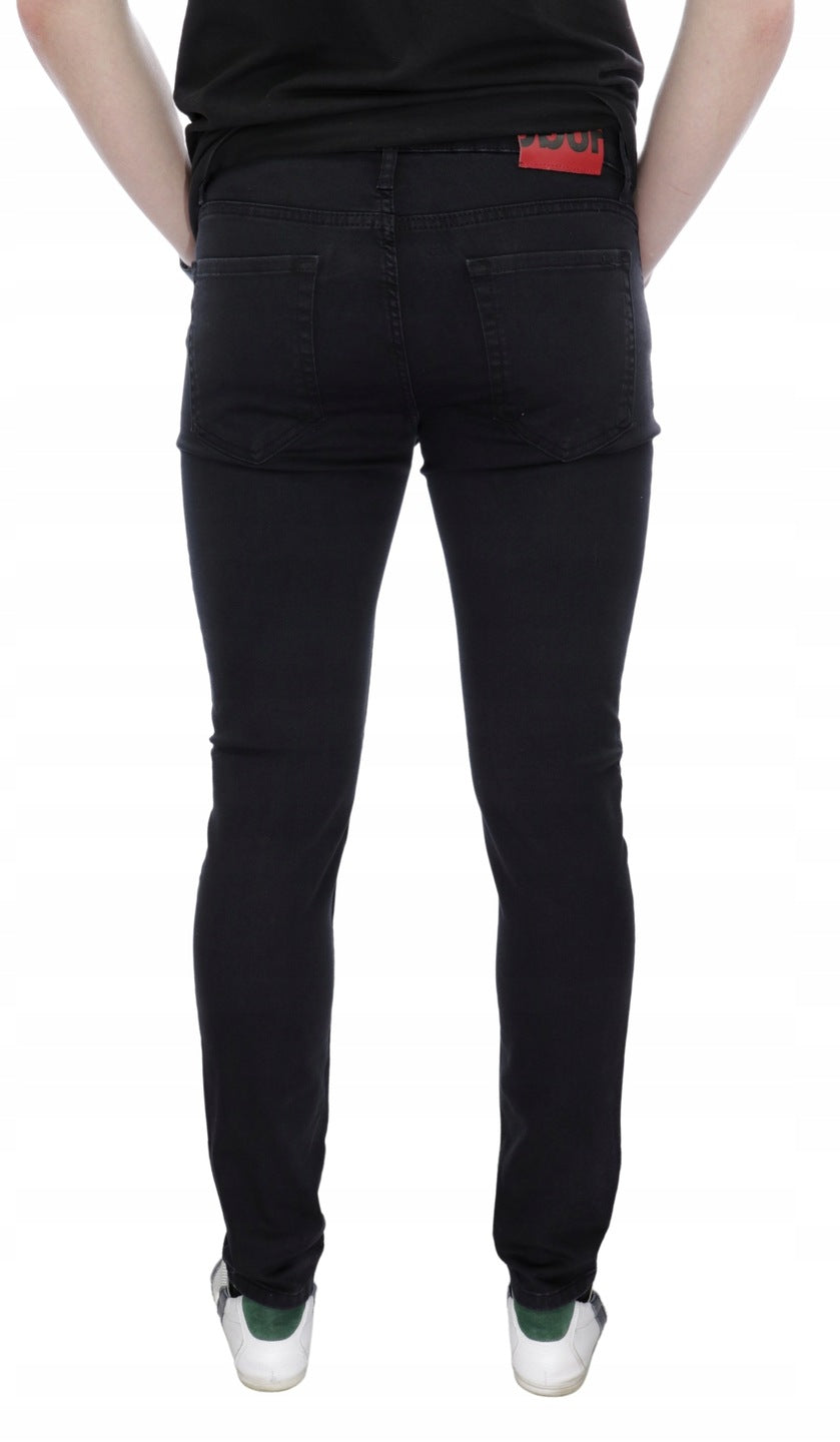 HUGO BOSS SLIM FIT BLACK LYCRA TROUSERS
