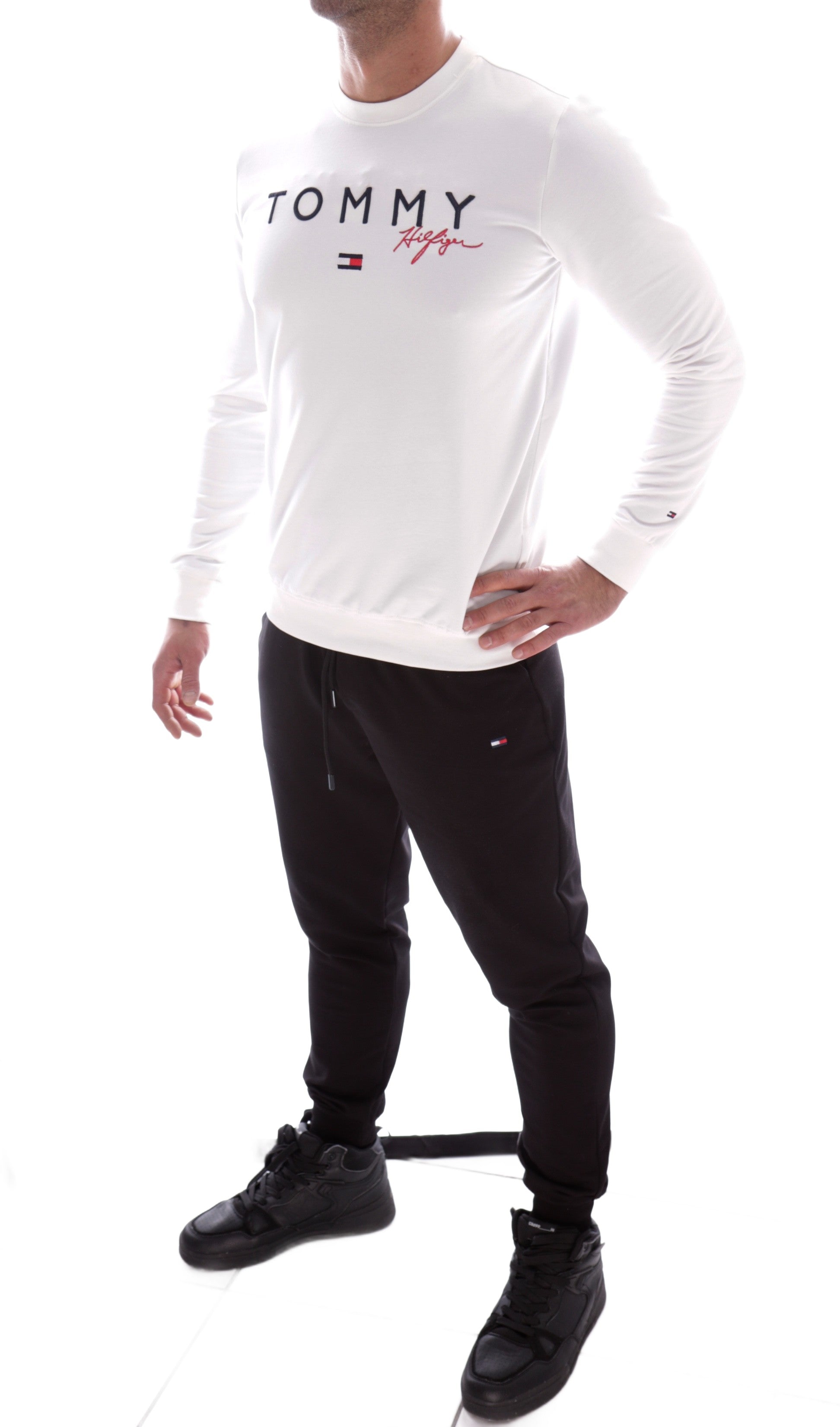 TOMMY HILFIGER COMPLETE TRACKSUIT BLACK WHITE
