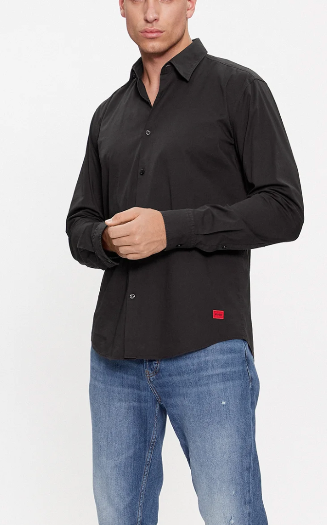 HUGO BOSS SLIM FIT LYCRA SHIRT BLACK