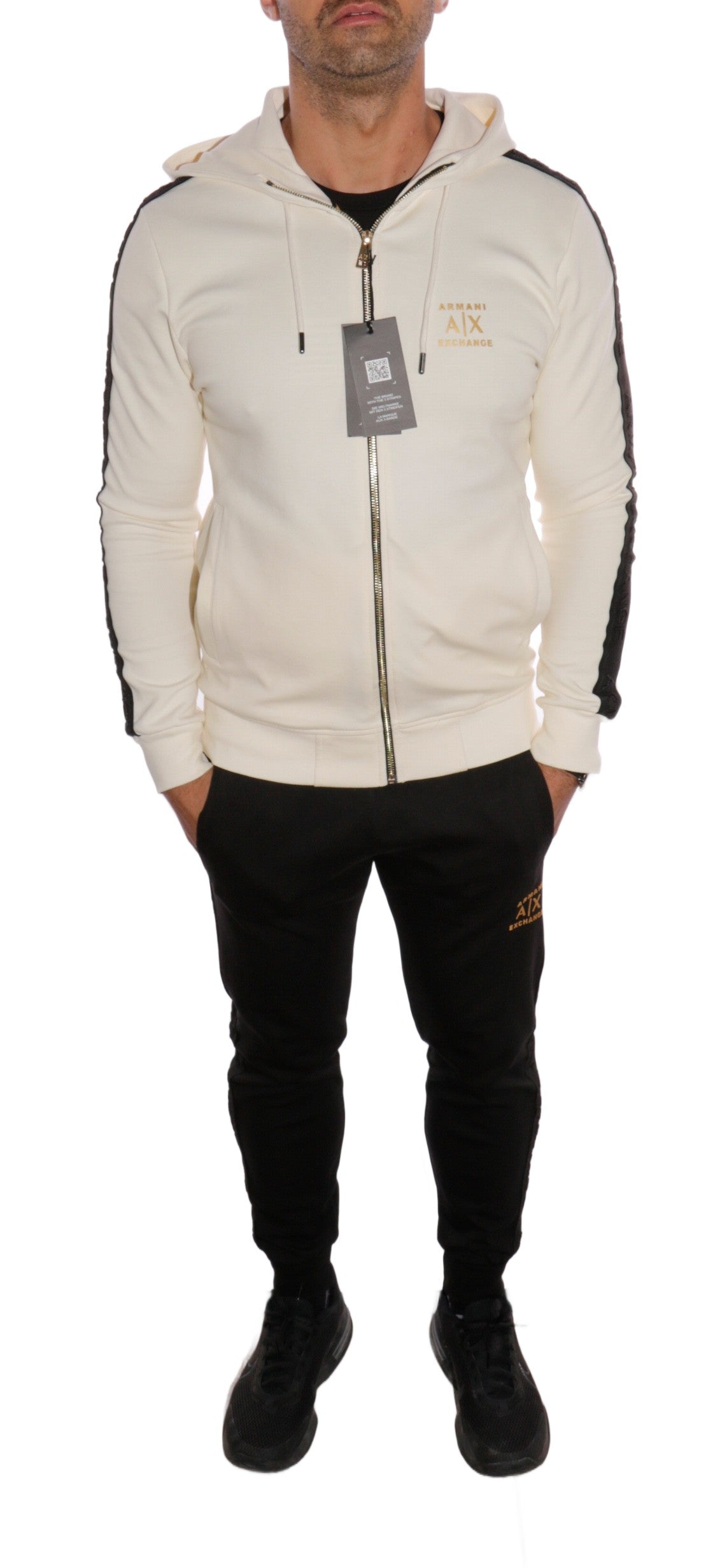 ARMANI EXCHANGE SLIM SWEATSUIT BLACK AND WHITE