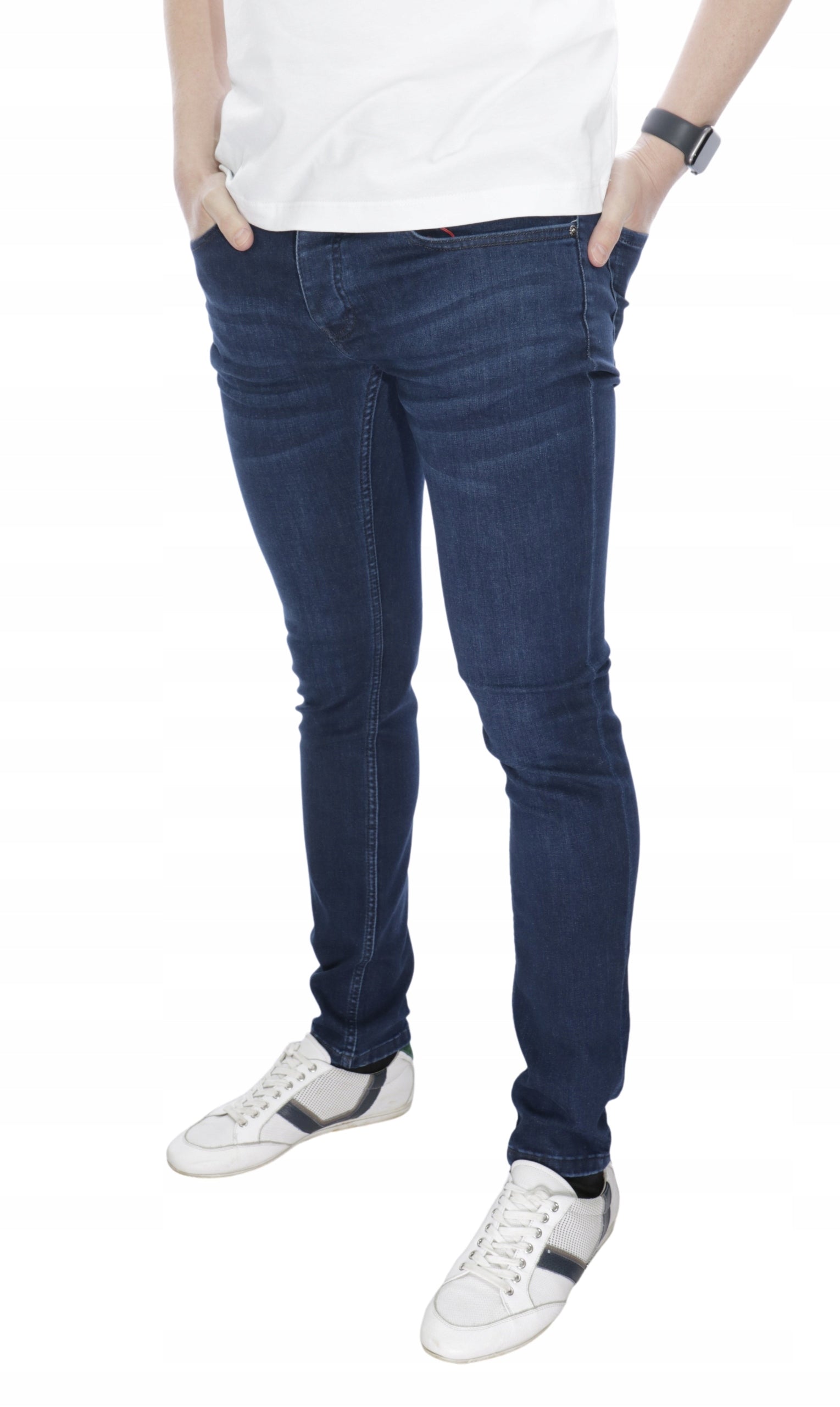 HUGO BOSS SLIM FIT NAVY LYCRA TROUSERS