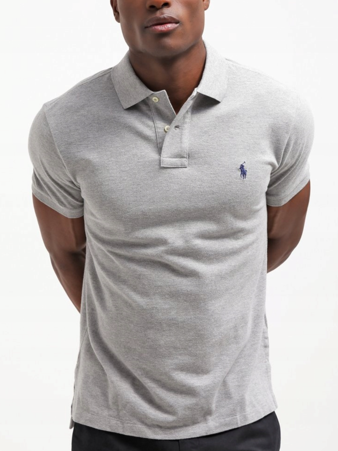 KOSZULKA POLO RALPH LAUREN  SZARA POLÓWKA LYCRA SLIM STRETCH MESH