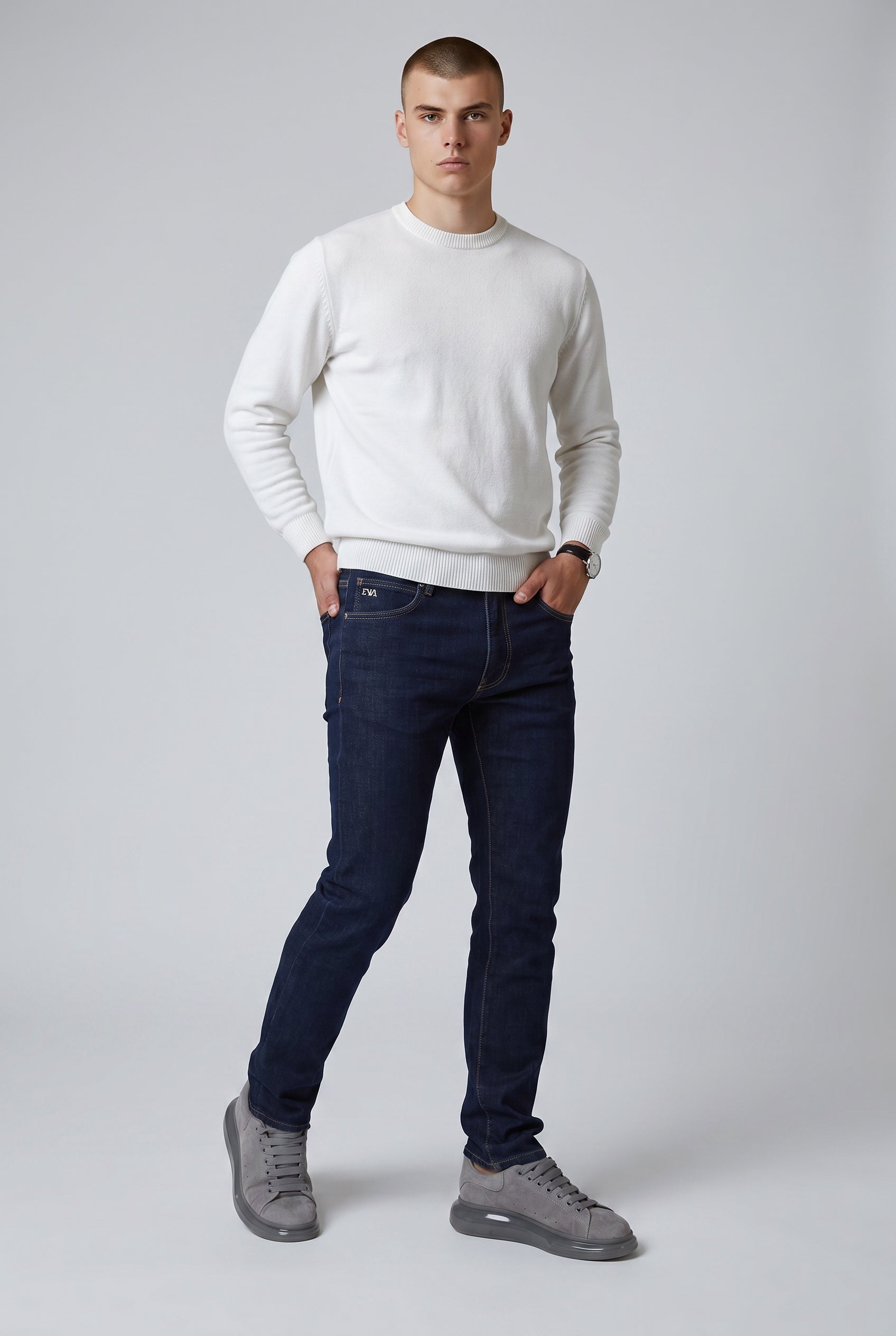 EMPORIO ARMANI STRAIGHT REGULAR FIT STRETCH DENIM JEANS