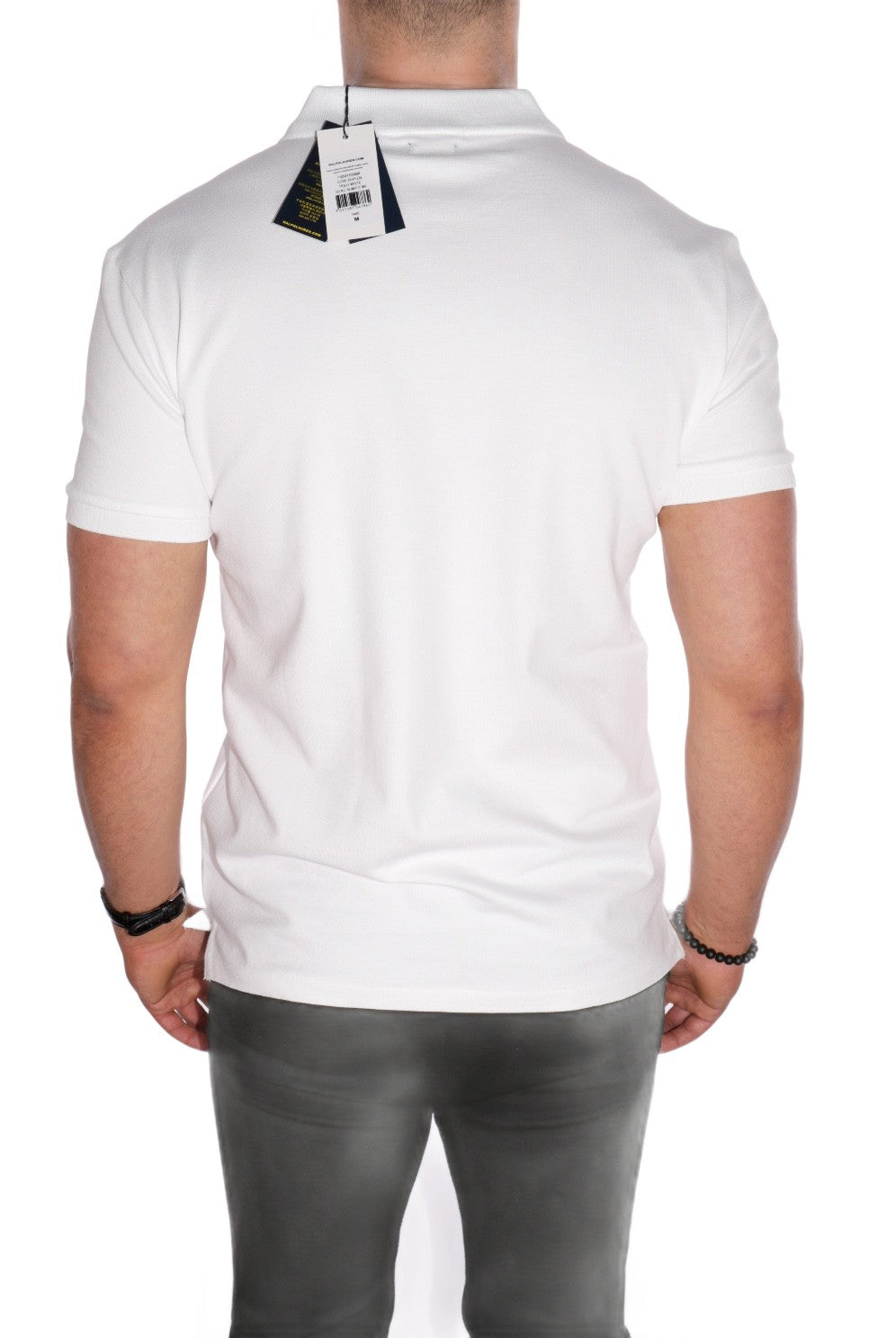 RALPH LAUREN POLO SHIRT WHITE POLO LYCRA SLIM STRETCH MESH