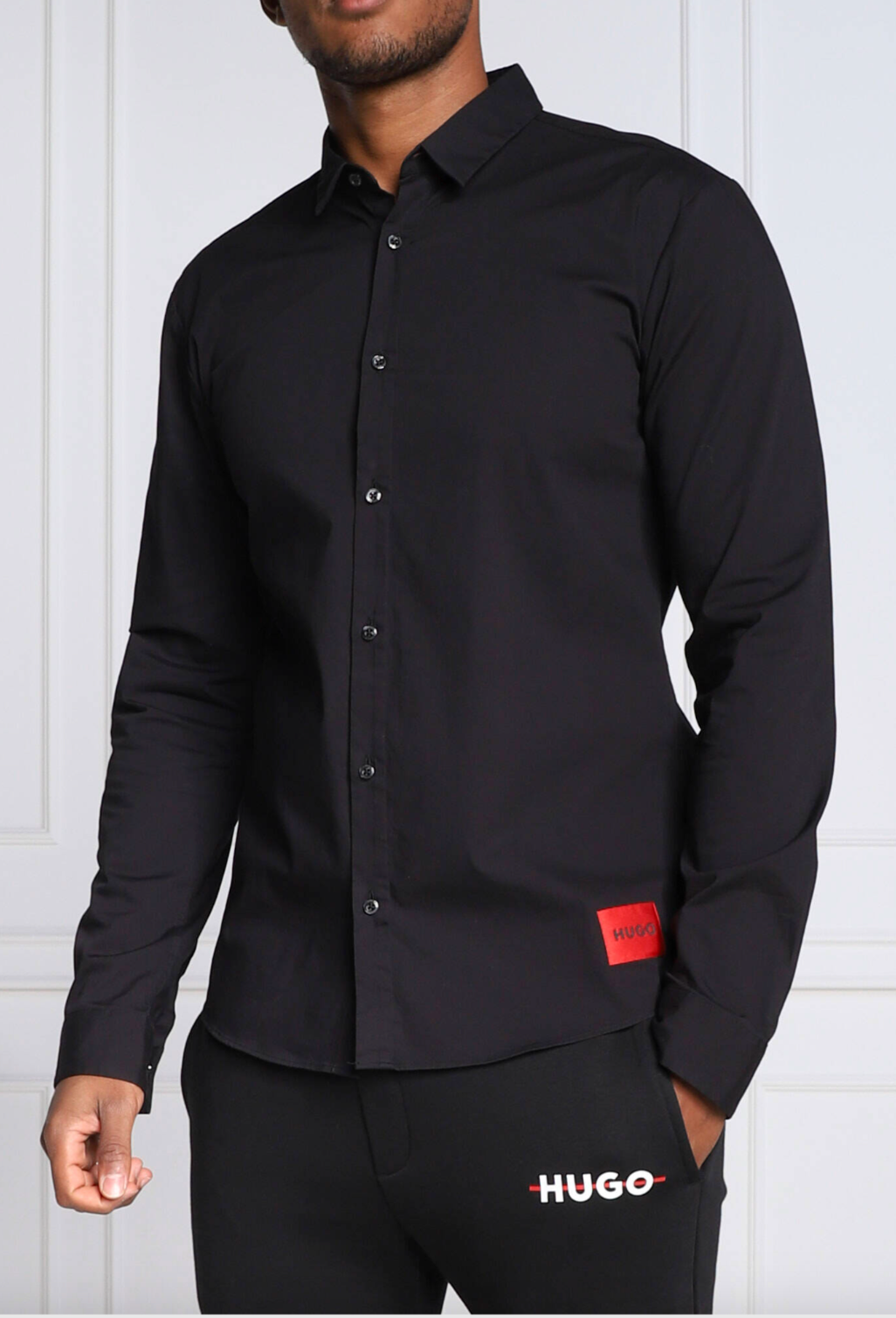 HUGO BOSS SLIM FIT LYCRA NAVY SHIRT