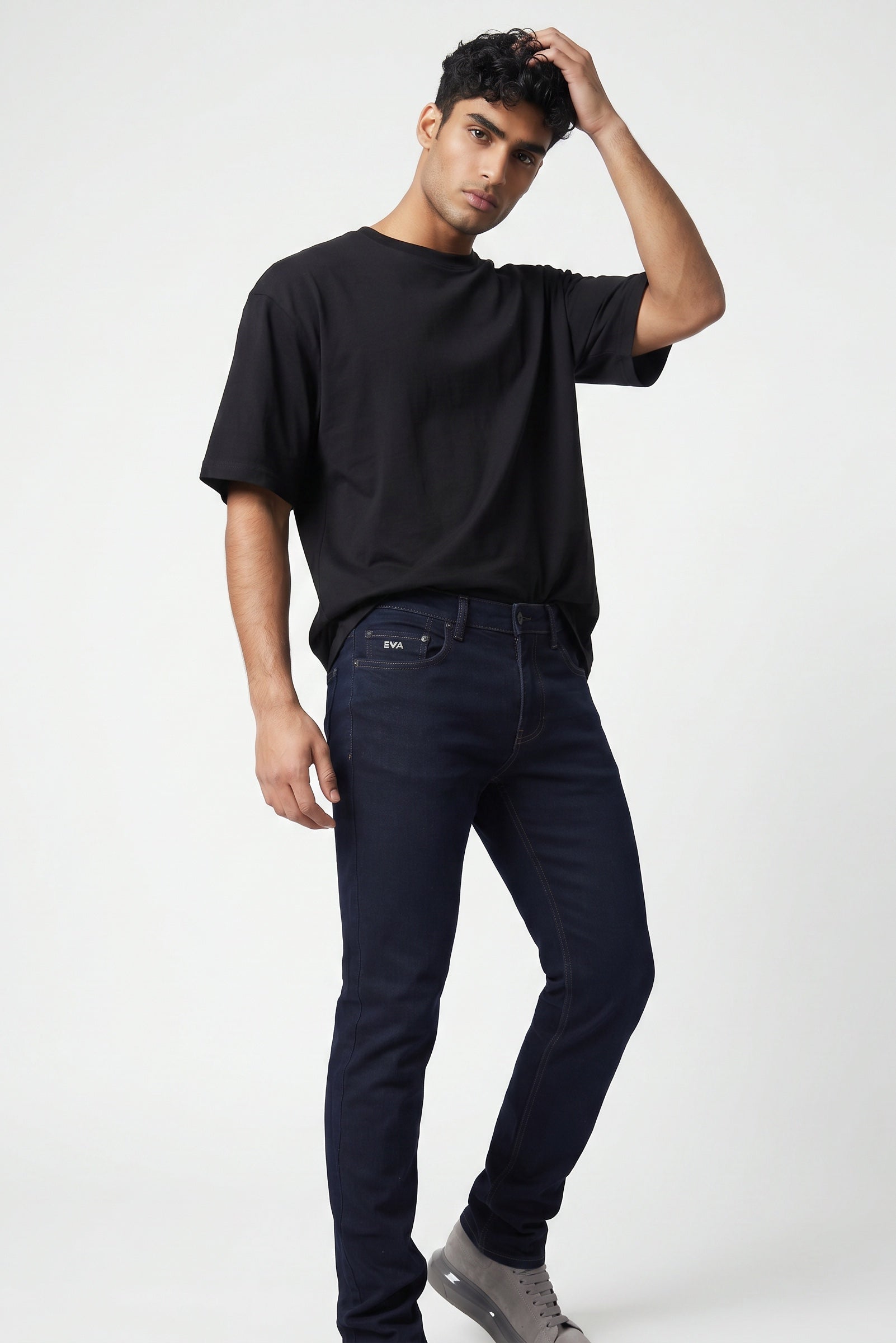 EMPORIO ARMANI REGULAR FIT ELASTANE NAVY CLASSIC TROUSERS