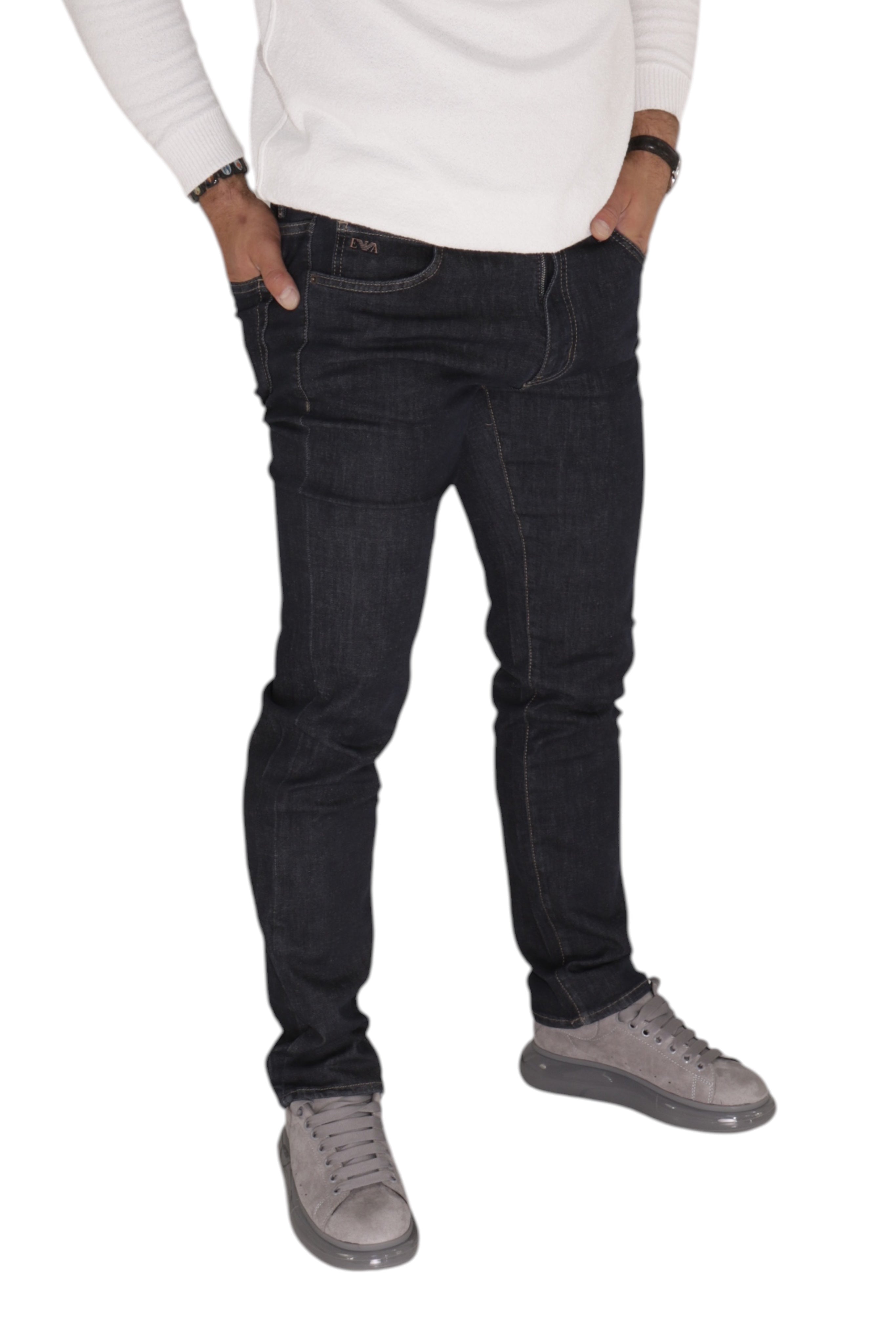 EMPORIO ARMANI STRAIGHT REGULAR FIT STRETCH DARK DENIM JEANS