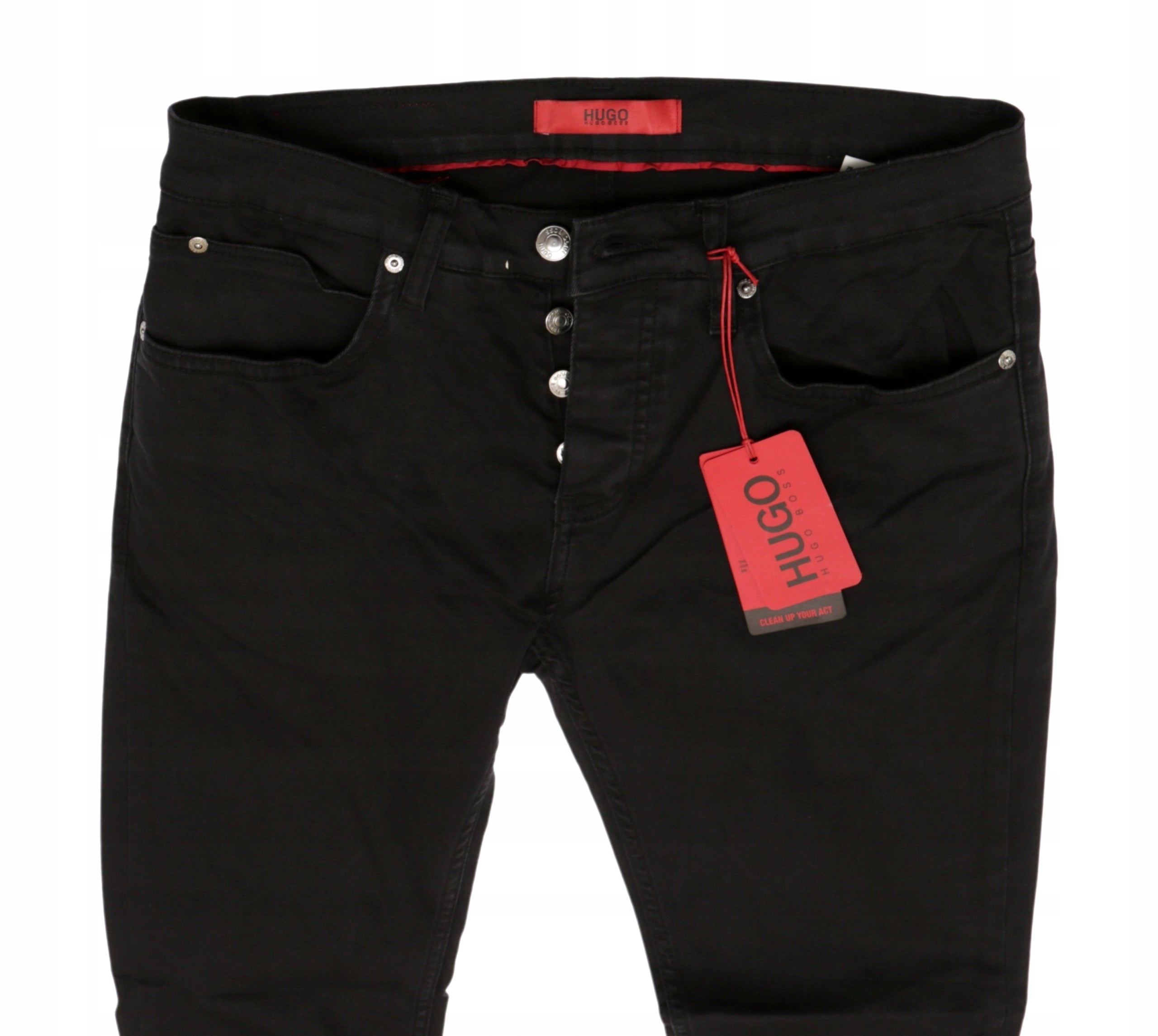 HUGO BOSS SLIM FIT BLACK LYCRA TROUSERS