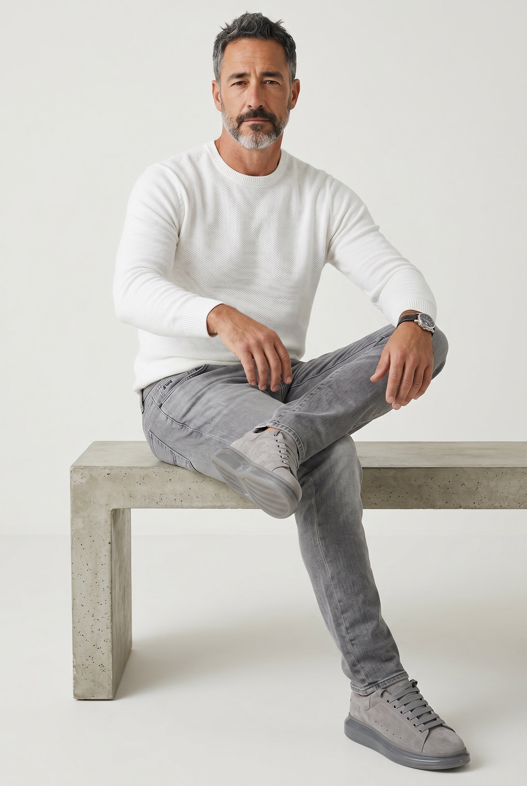 EMPORIO ARMANI STRAIGHT REGULAR FIT STRETCH GREY TROUSERS