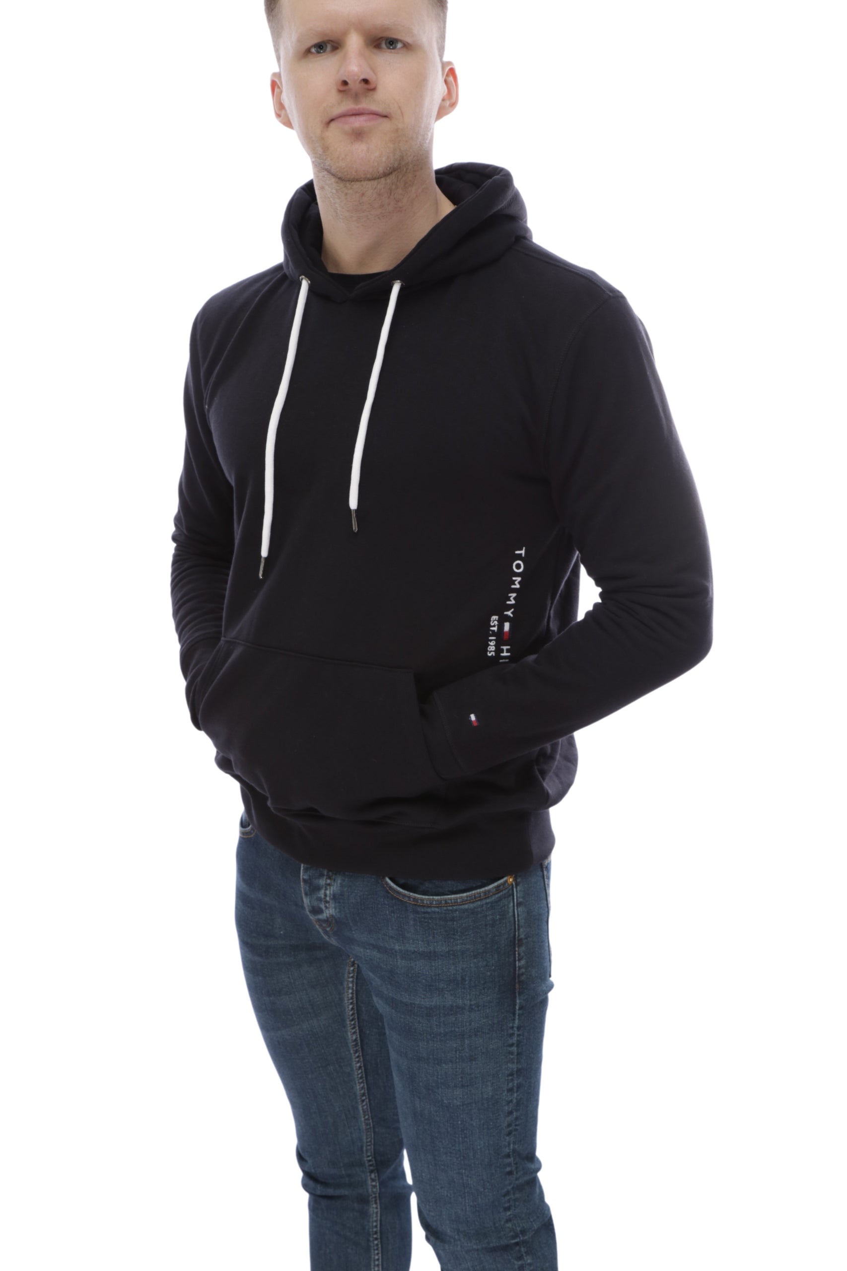 TOMMY HILFIGER HOODIE BLACK LOGO SLIM
