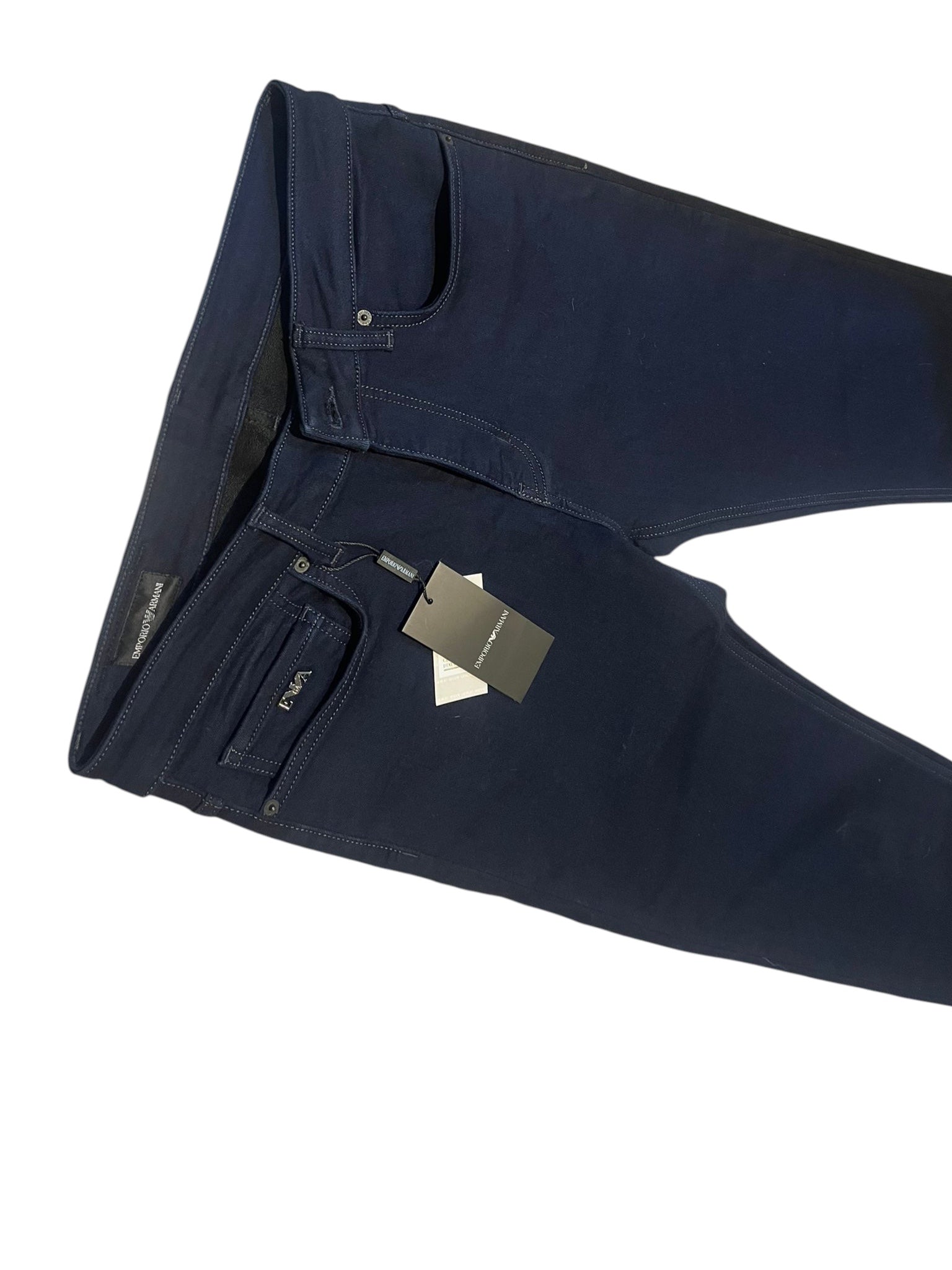 EMPORIO ARMANI REGULAR FIT ELASTANE NAVY CLASSIC TROUSERS