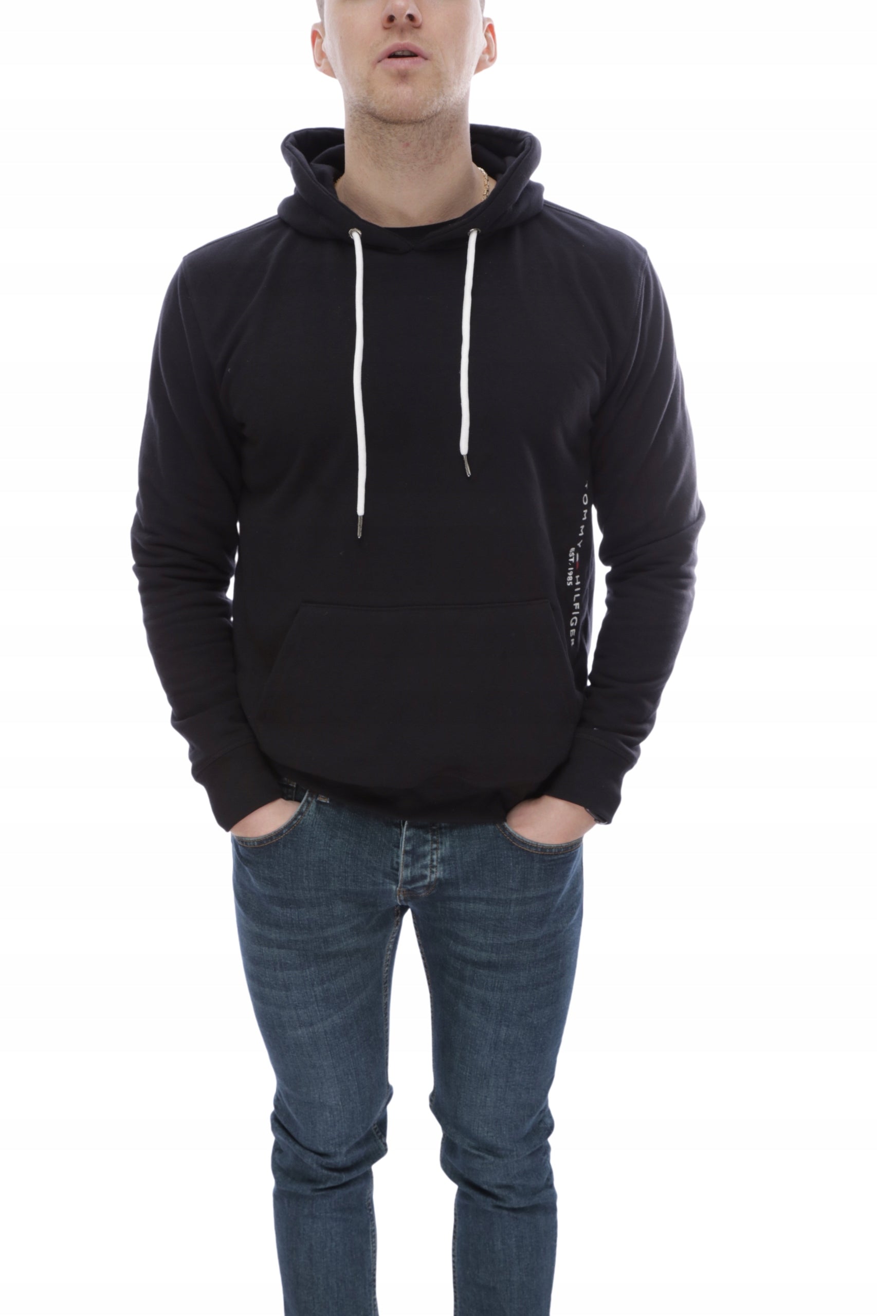 TOMMY HILFIGER HOODIE BLACK LOGO SLIM